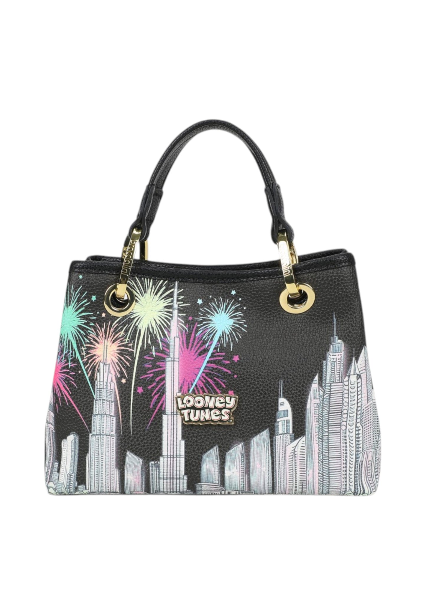 Borsa A Mano Donna Braccialini Stampa Bugs Bunny Skyline Dubai Cartoline Lt LT250YY