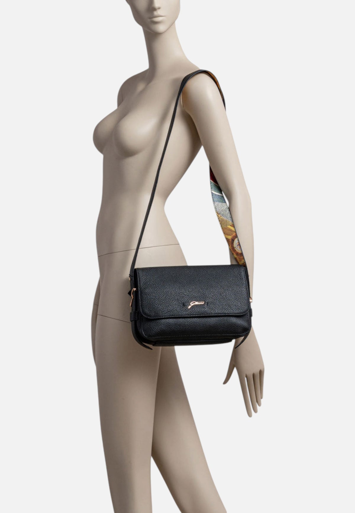 Borsa A Tracolla Donna Gattinoni Linea Hellen, Pelle con finiture in similpelle, Chiusura con patta Hellen BIGH48272WHN