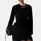 T-Shirt Manica lunga Donna Liu Jo Con Pizzo E Strass  CF6238JS088