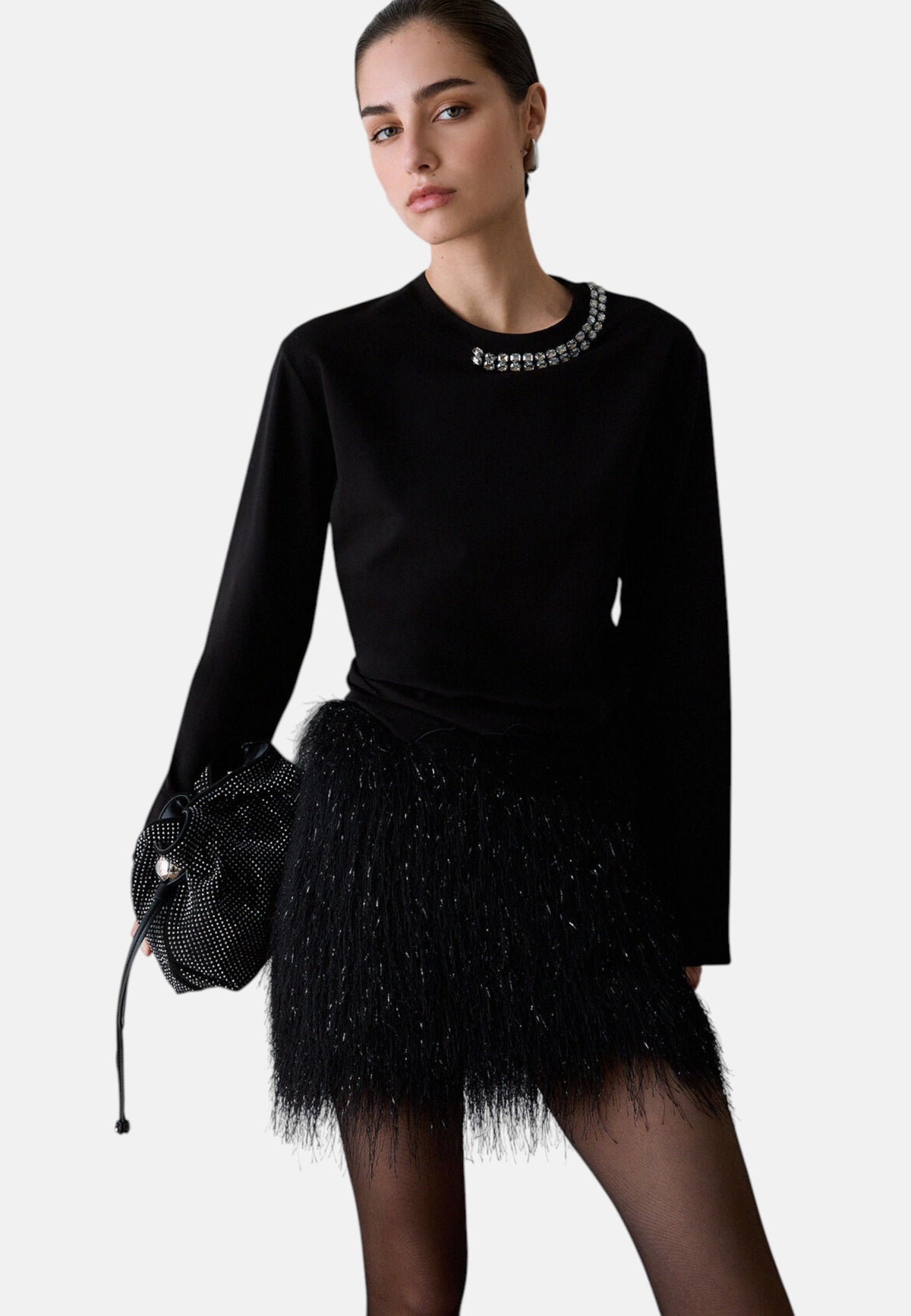 T-Shirt Manica lunga Donna Liu Jo Con Pizzo E Strass  CF6238JS088