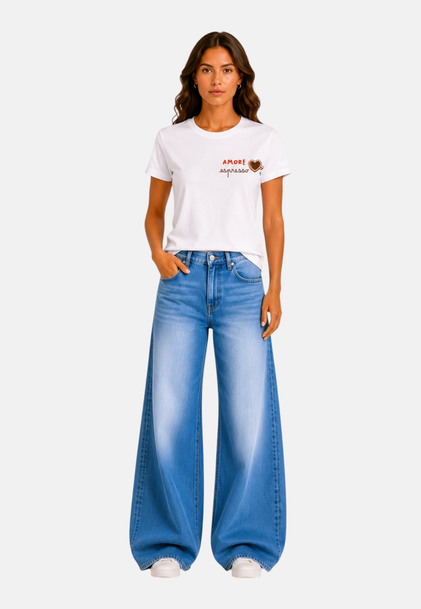 T-Shirt Manica Corta Donna Mc2 Saint Barth Amore Espresso Emb Emilie EMI0001