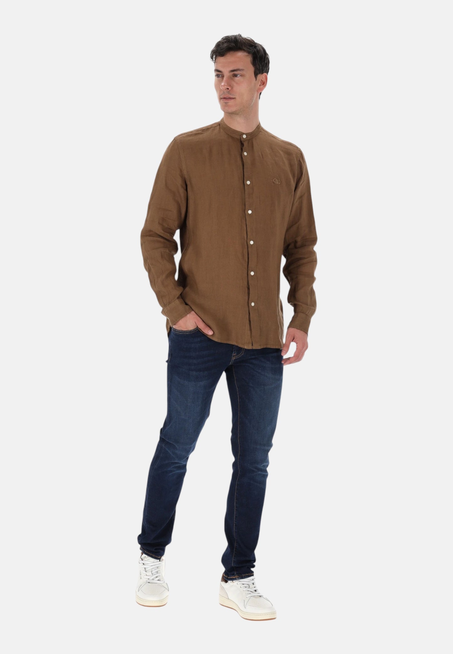 Camicia Manica lunga Uomo Liu Jo Collo Coreana In Lino  QA6205T4359