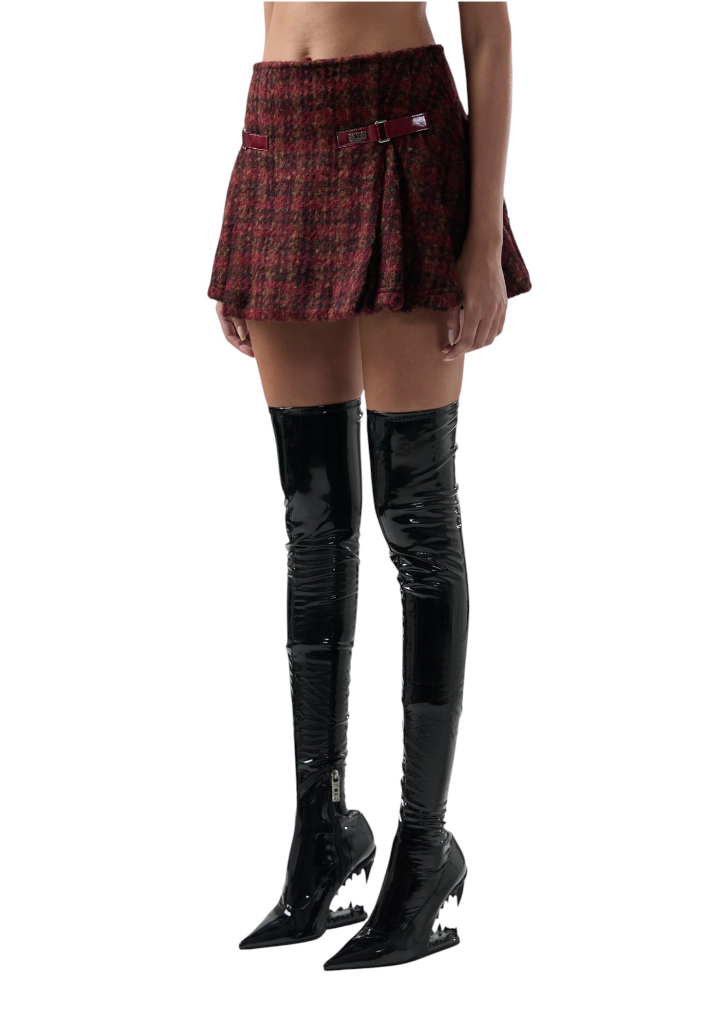 Gonna Corta Donna Gcds  Tweed Wool Pleated B2CW3202TP1