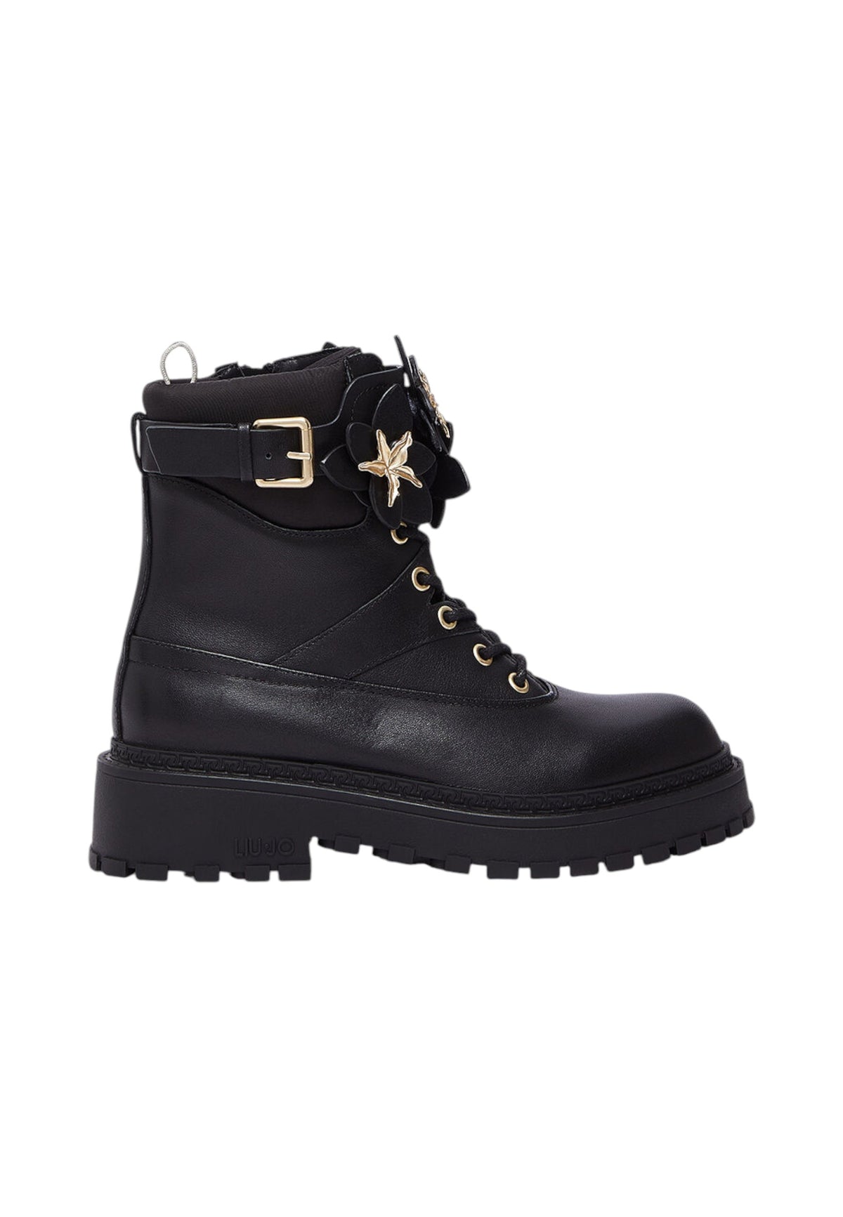 Stivaletti Anfibi Donna Liu Jo In Pelle Con Applicazioni Floreali Rumi 45 SF6115PX941