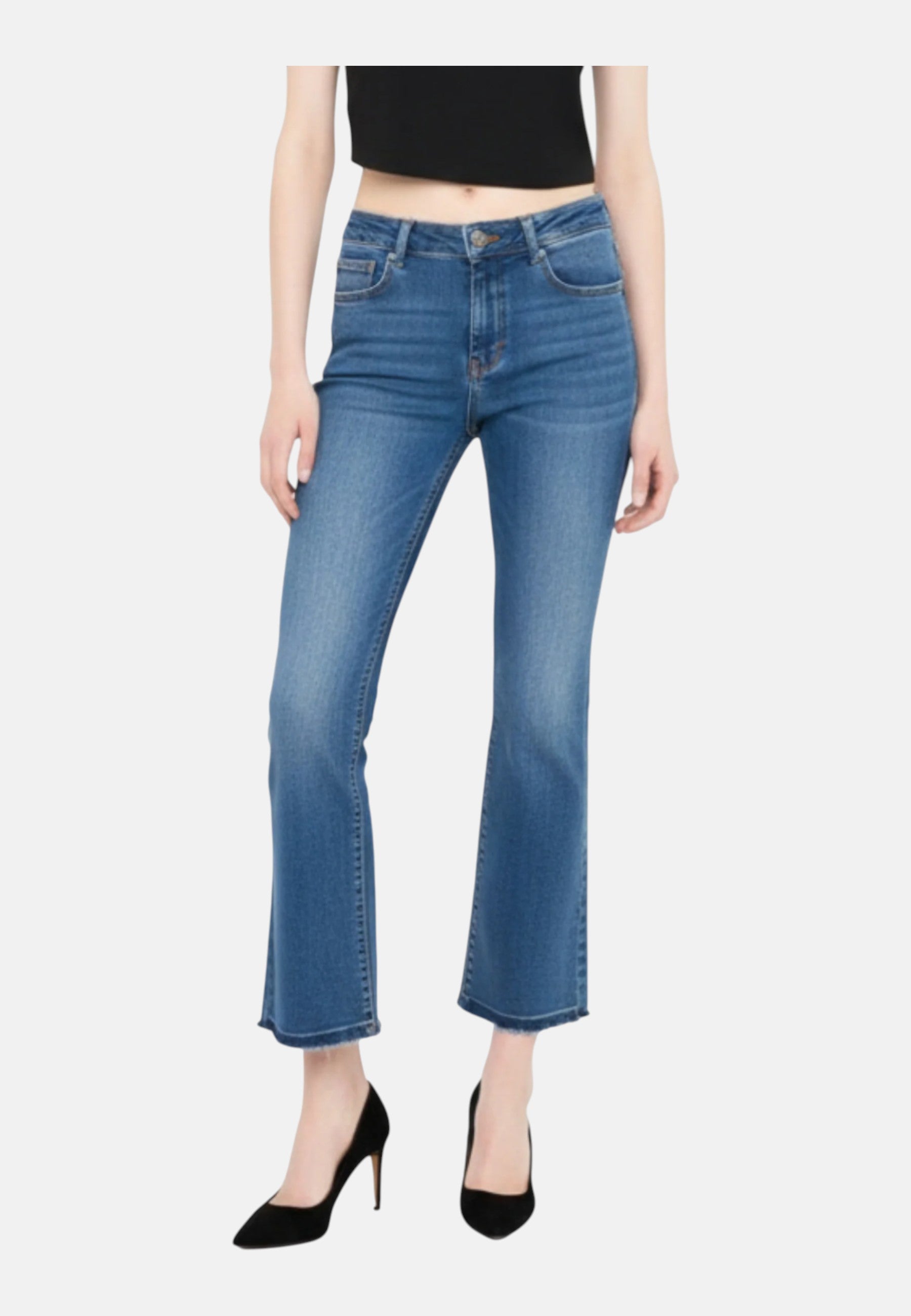 Jeans Flare Fit Donna Liu Jo Cropped Vita Regolare Fly UA6022DM310
