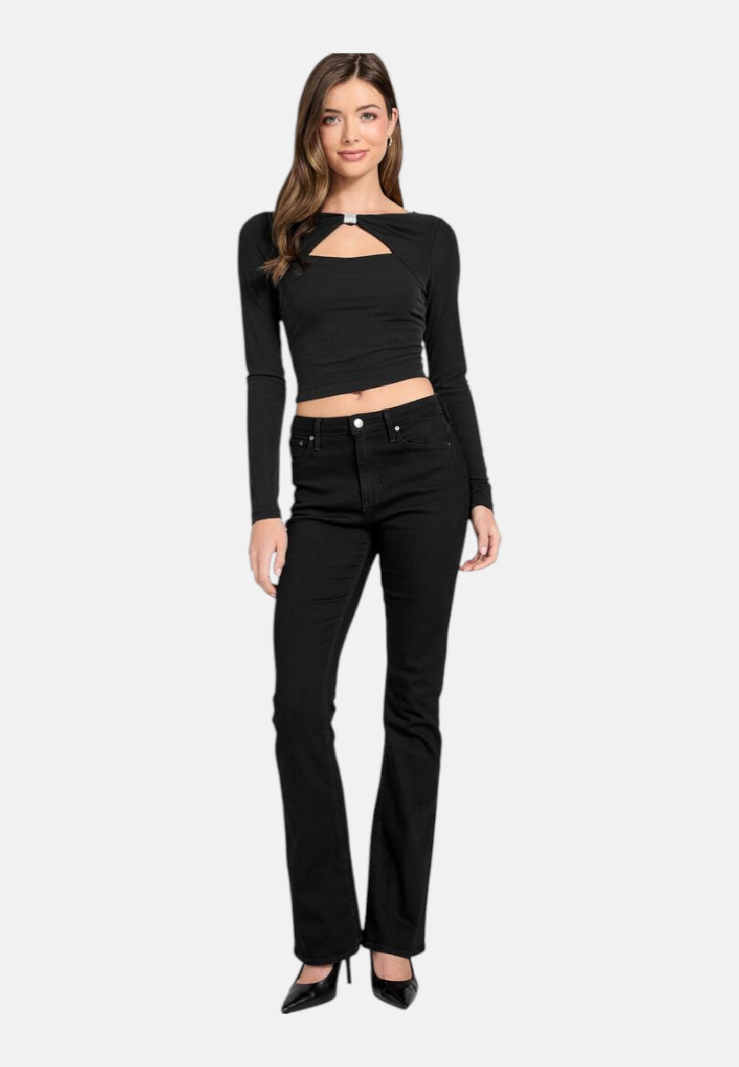 Top Manica lunga Donna Guess  Milena Front Bow W6RP11KAQL2