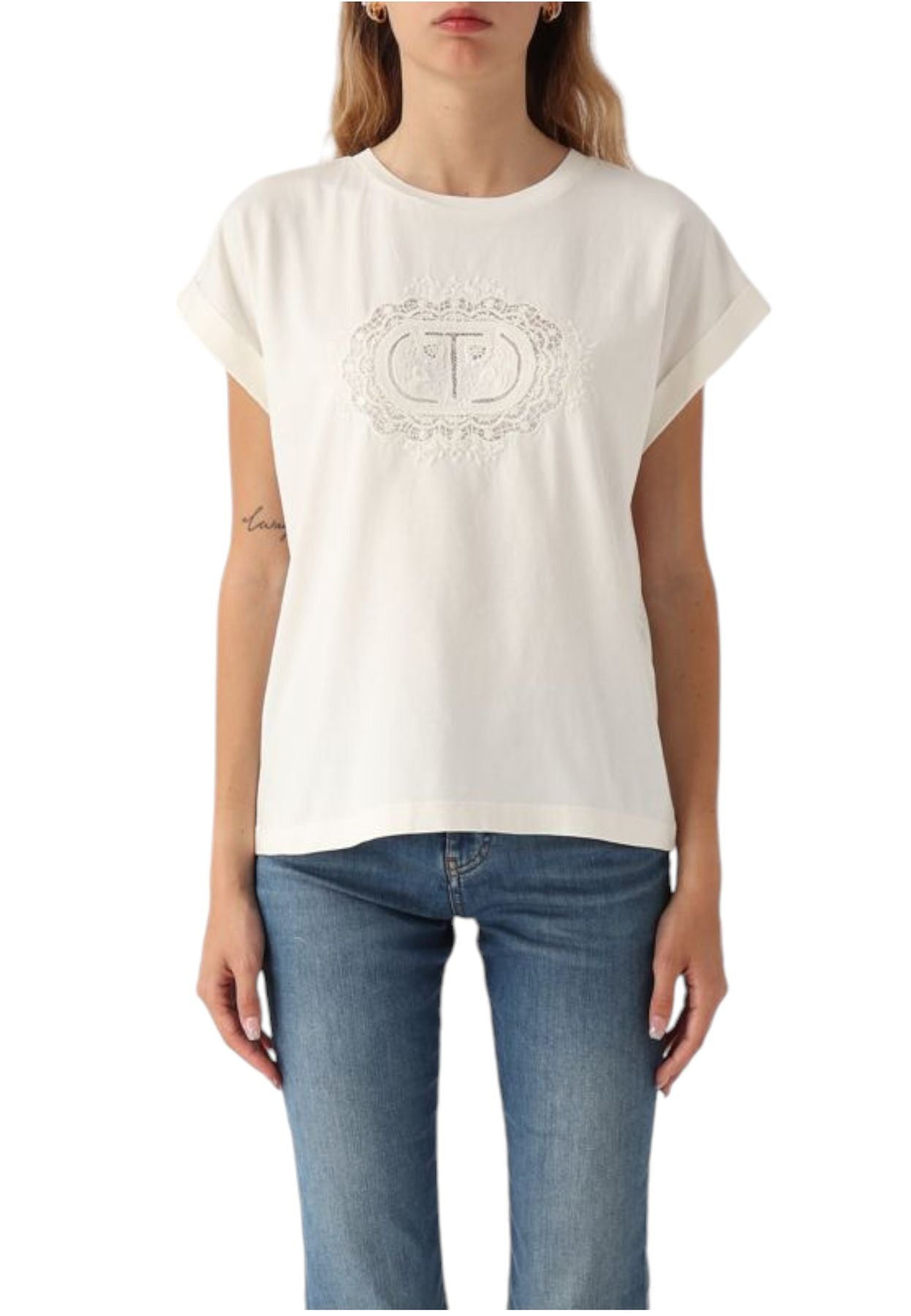 T-Shirt Manica Corta Donna Twinset Con Ricamo  241TT2144