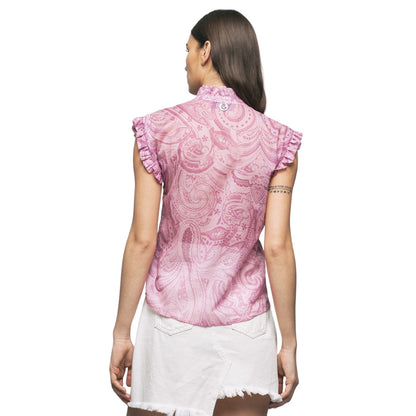 Camicia Senza Maniche Donna Gaelle  In Mussola Con Rouches E Flag GBDP16170