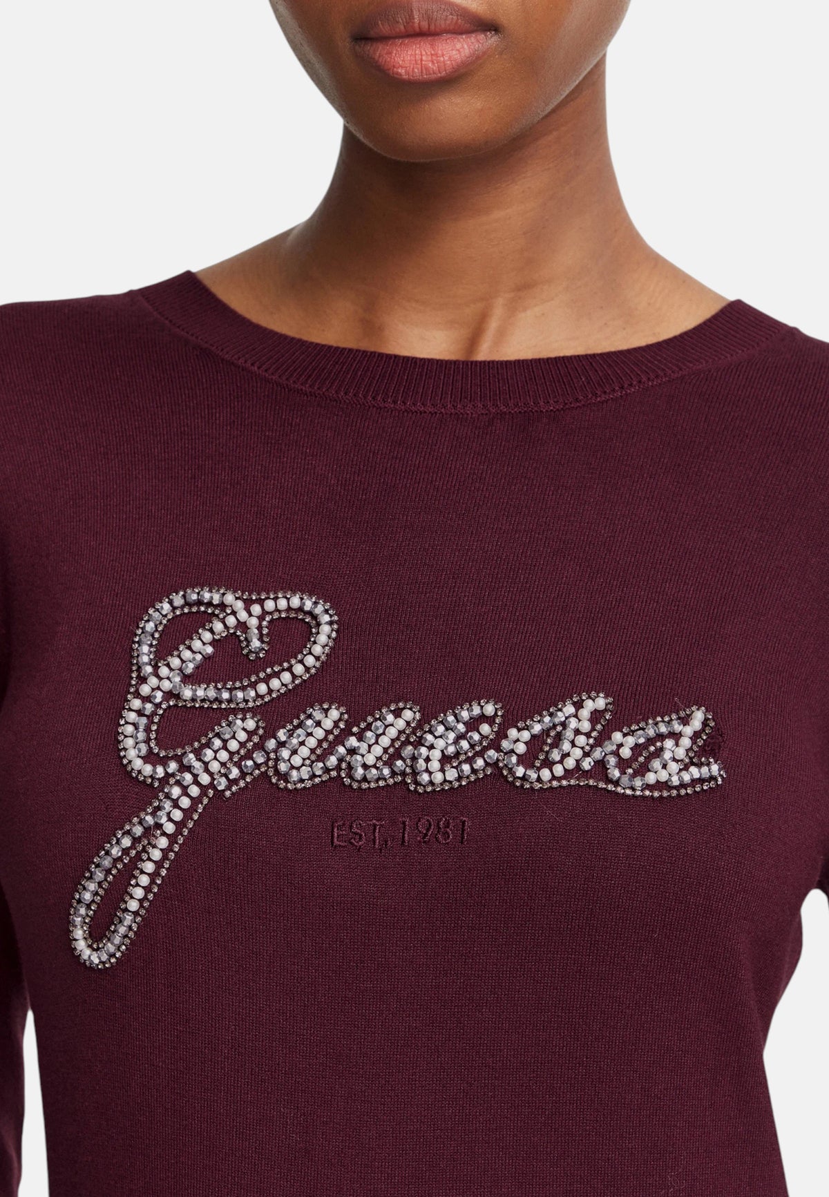 Maglione A Girocollo Donna Guess Logo Georgia W6BR53Z1454