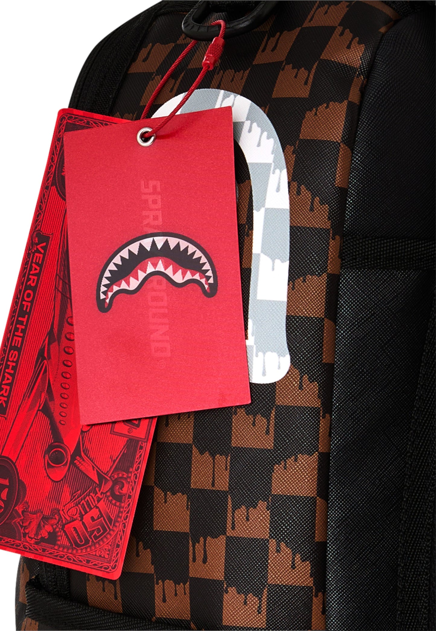 Zaino  Unisex Sprayground  Brown And Cream Drip Check Shark 910B8552NSZ