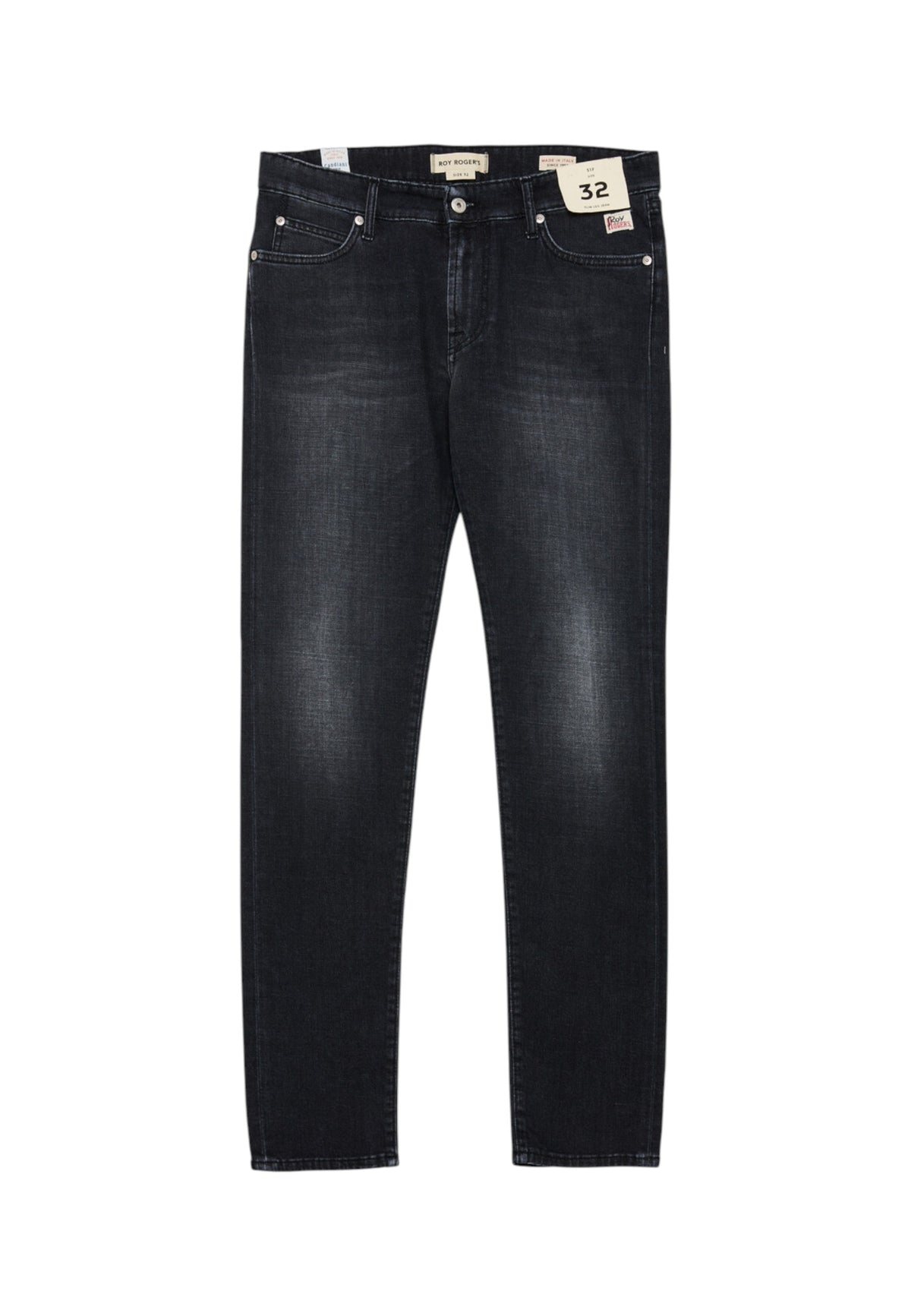 Jeans Slim Fit Uomo Roy Roger's Denim nero morbido ed elasticizzato, lavaggio Gilbert 517 RRU075N0743248