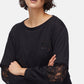 Felpa A Girocollo Donna Liu Jo Con Inserti In Pizzo  TA6282J3855