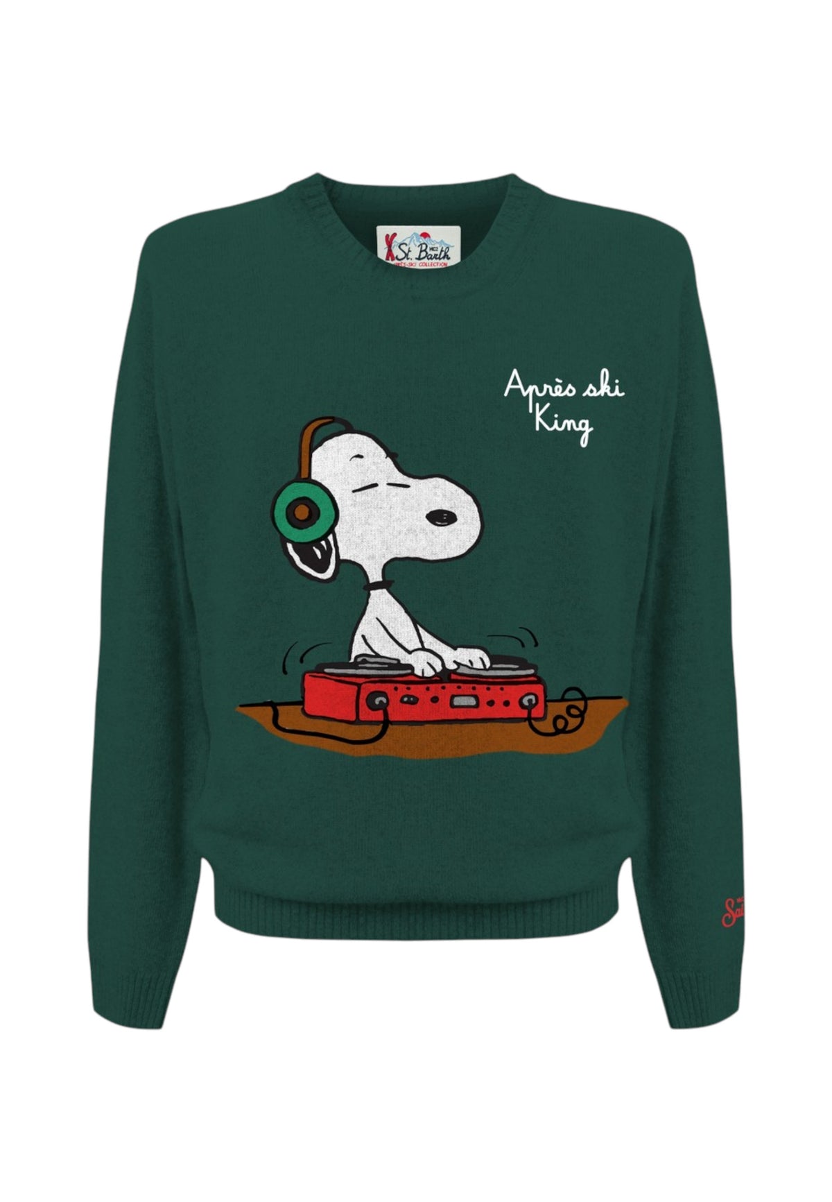 Maglione A Girocollo Uomo Mc2 Saint Barth Maniche Lunghe, Polsi E Fondo A Coste, Snoopy Con Cuffie Dietro A Una Consolle Heron HER0001-SNOOPY-DJ