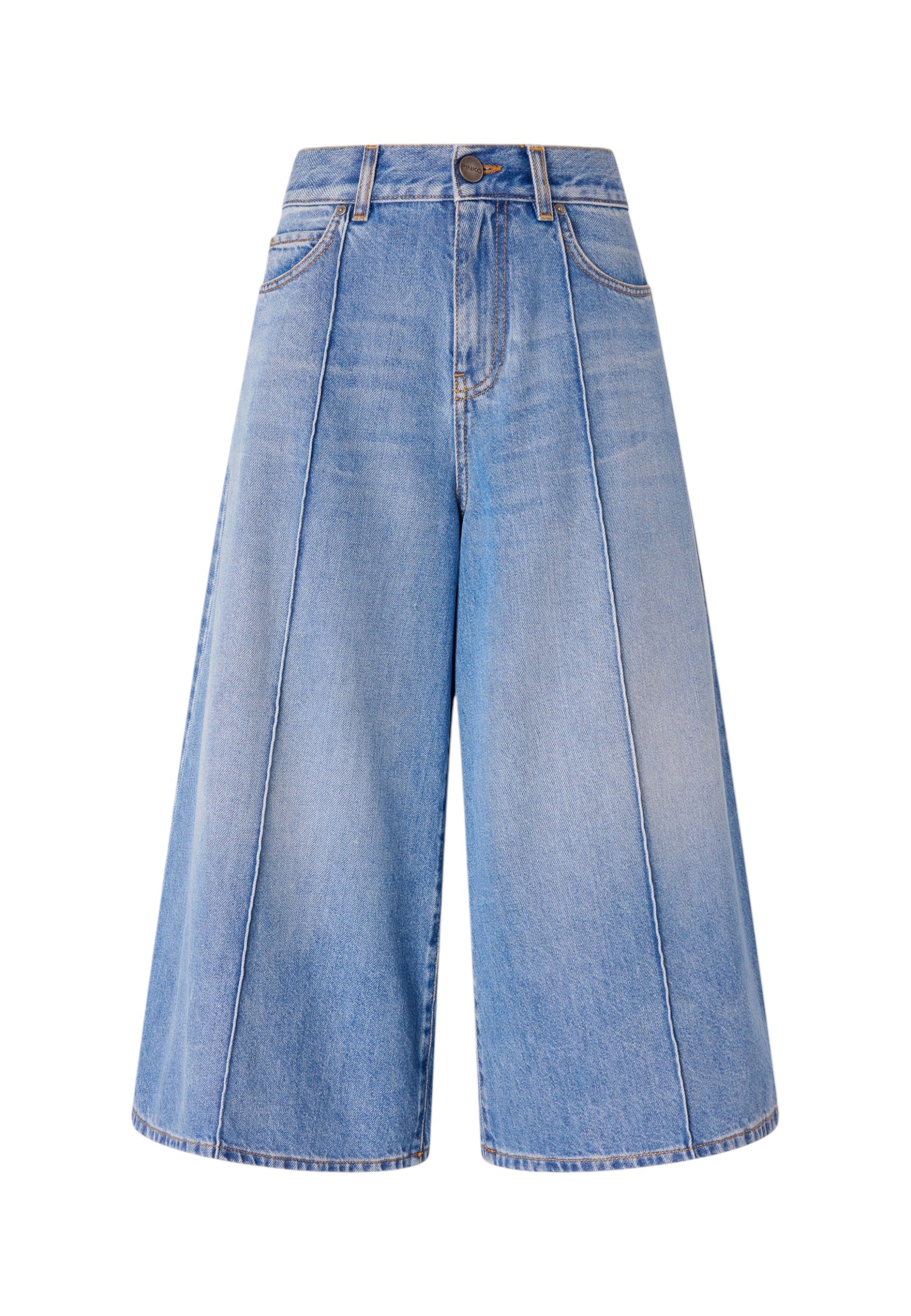 Jeans Wide Leg Donna Pinko Bermuda Cloudy Blue Denim Burkina 104646A32Q