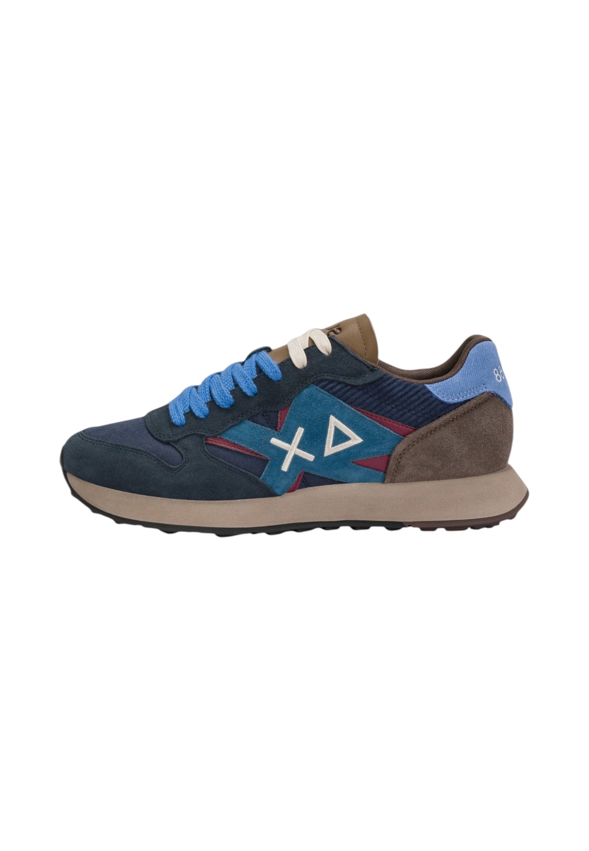Sneakers Basse Uomo Sun68 Stile Running, Nylon E Suede, Maxi Logo Jaki Winter Z46125