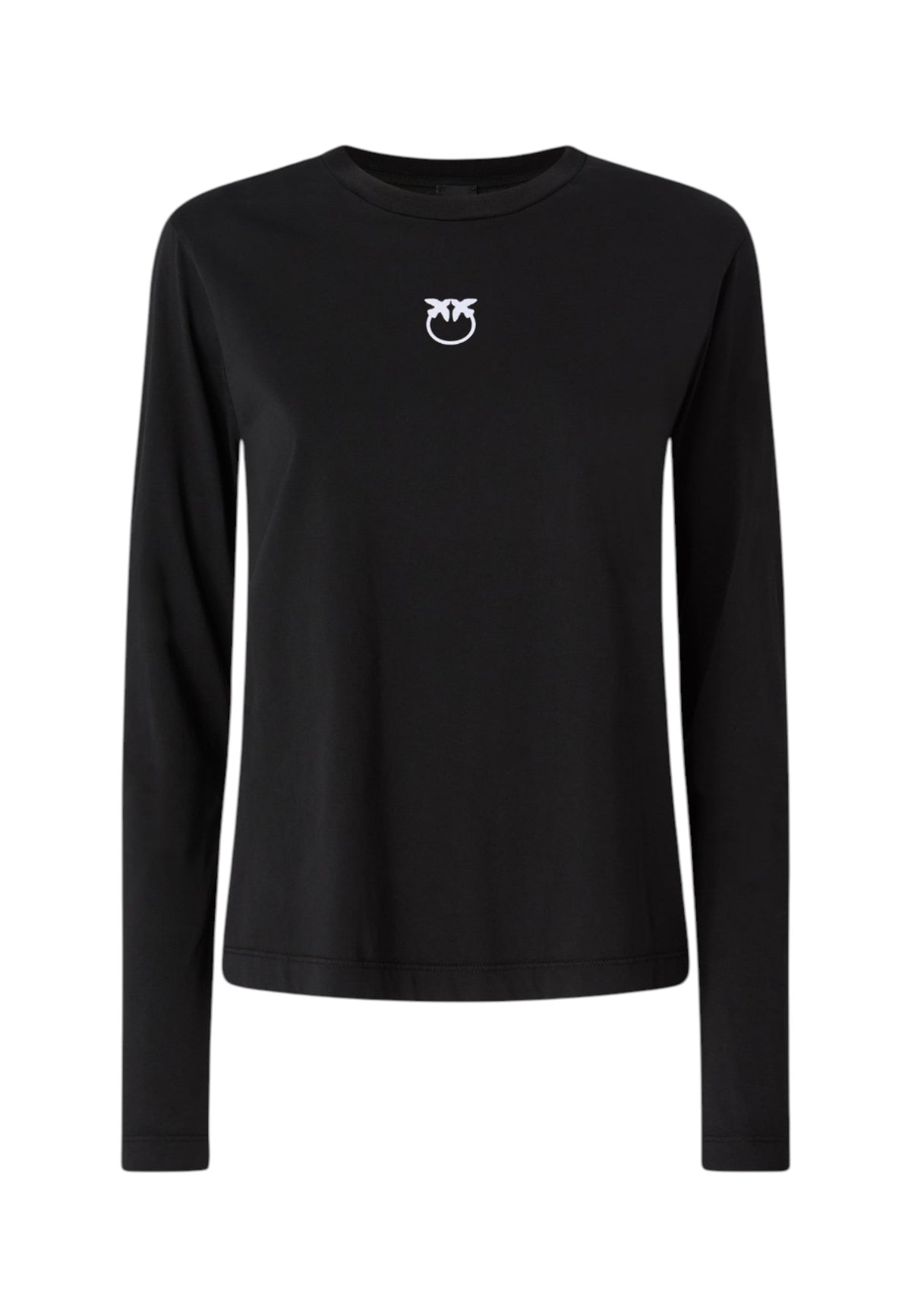 T-Shirt Manica lunga Donna Pinko Girocollo, maniche lunghe, vestibilit� regular, jersey di puro cotone, logo Love Birds floccato dall�effetto vellutato sul petto Toblino 107292A3HP