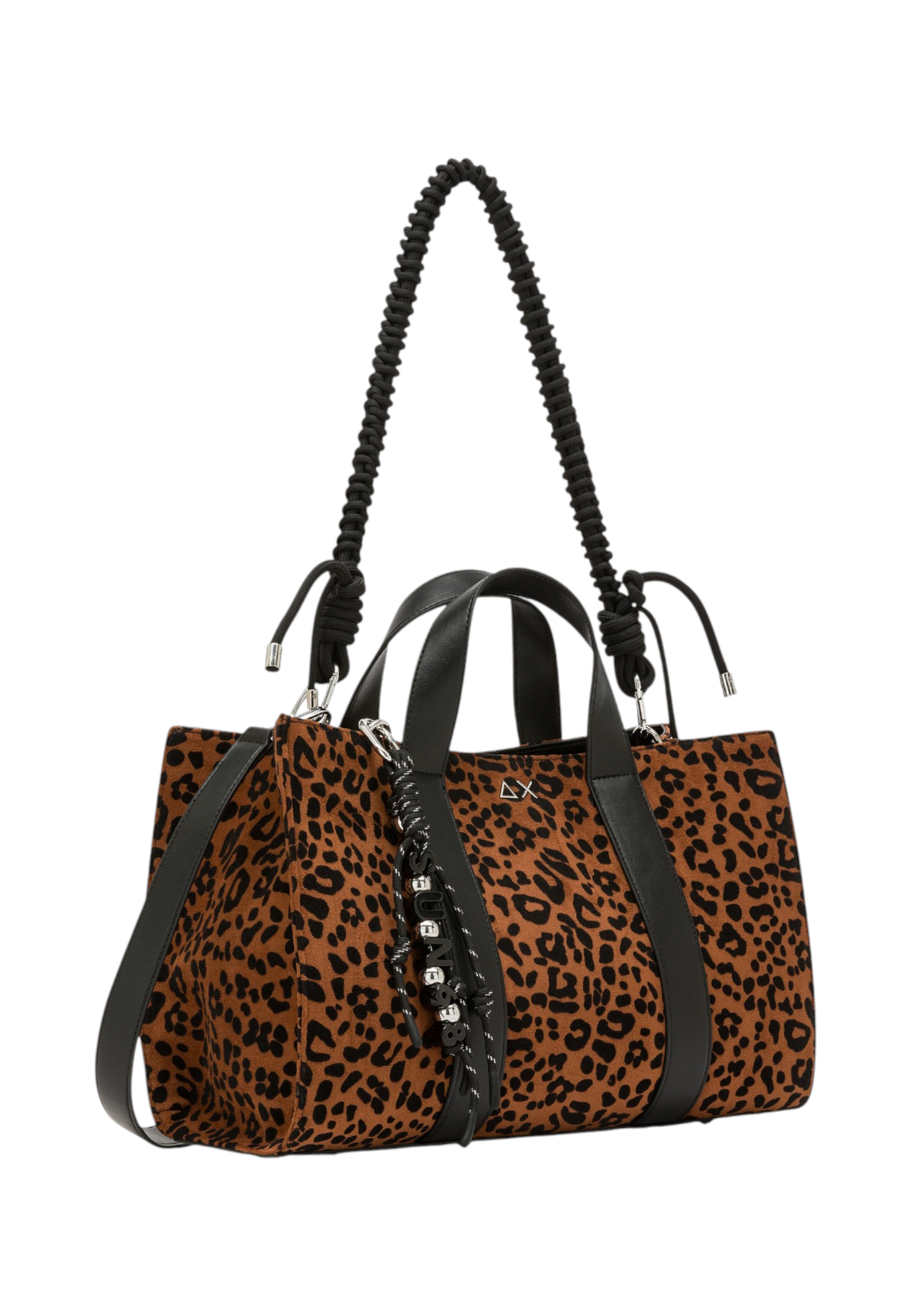 Borsa A Mano Donna Sun68 Midi Bag, Doppio Manico, Tracolla Regolabile, Chiusura Con Coulisse E Sacca Interna, Charm Logato Animalier Y46242
