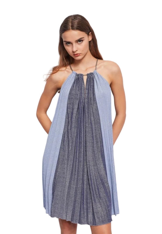 Vestito Corto Donna Gaudi Elegante All'Americana Plissettato In Jersey 311FD14014