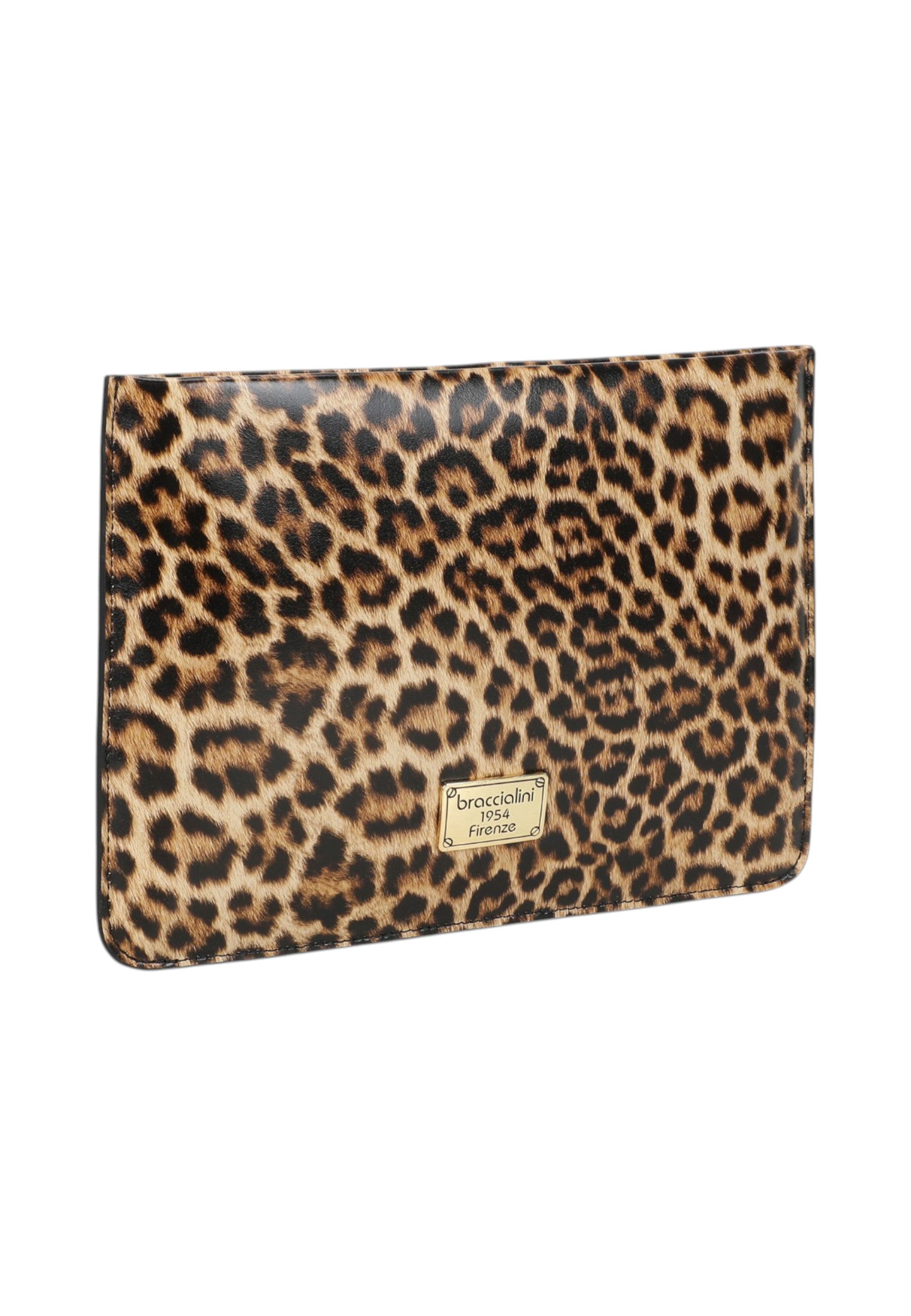 Bustina  Donna Braccialini Piatta Grande In Pelle Con Stampa Leopard Dolly B19099PP