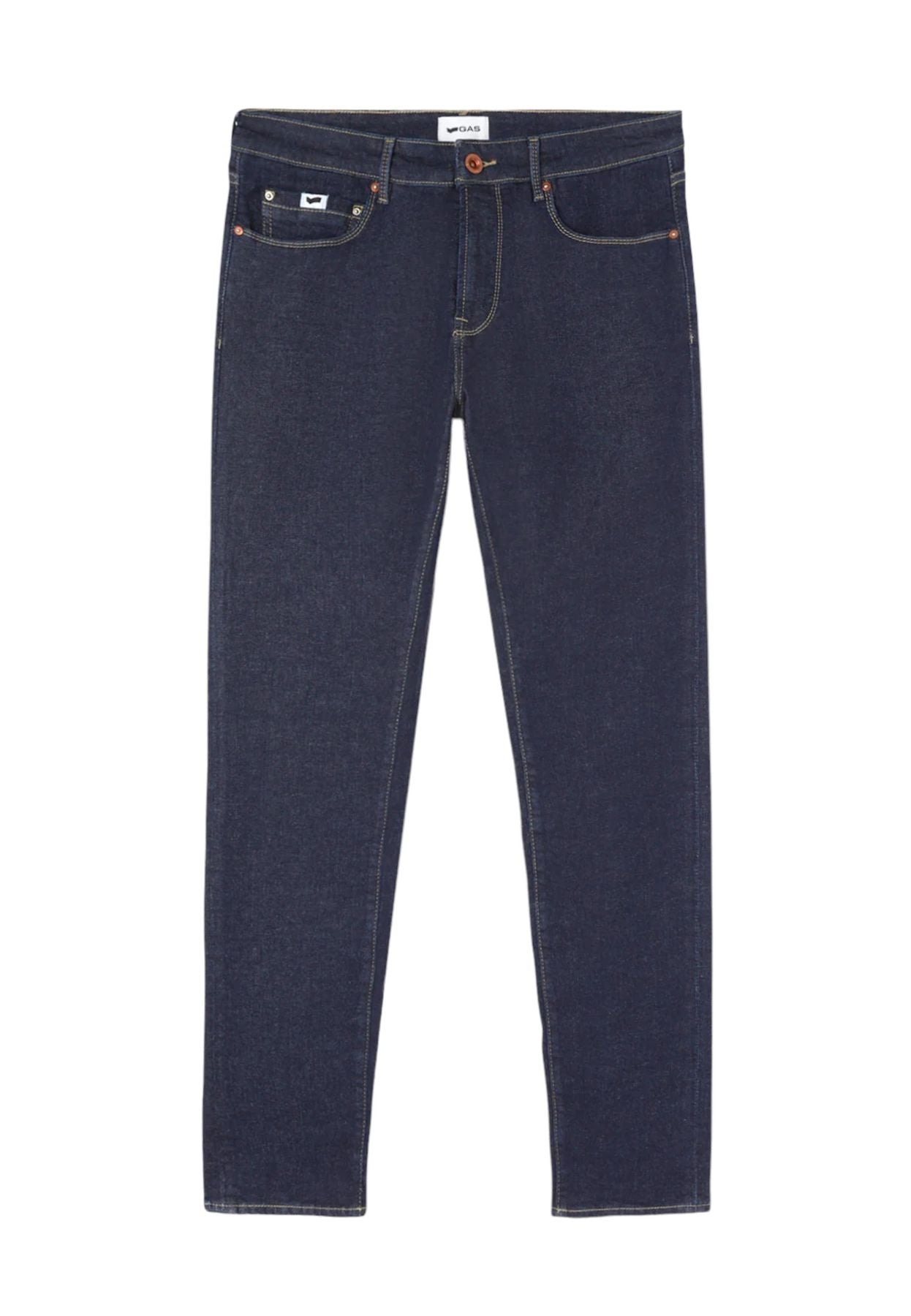 Jeans  Uomo Gas Skinny Fit Blue Denim Str 10 1/2 Oz Sax Zip Rev 351450030789