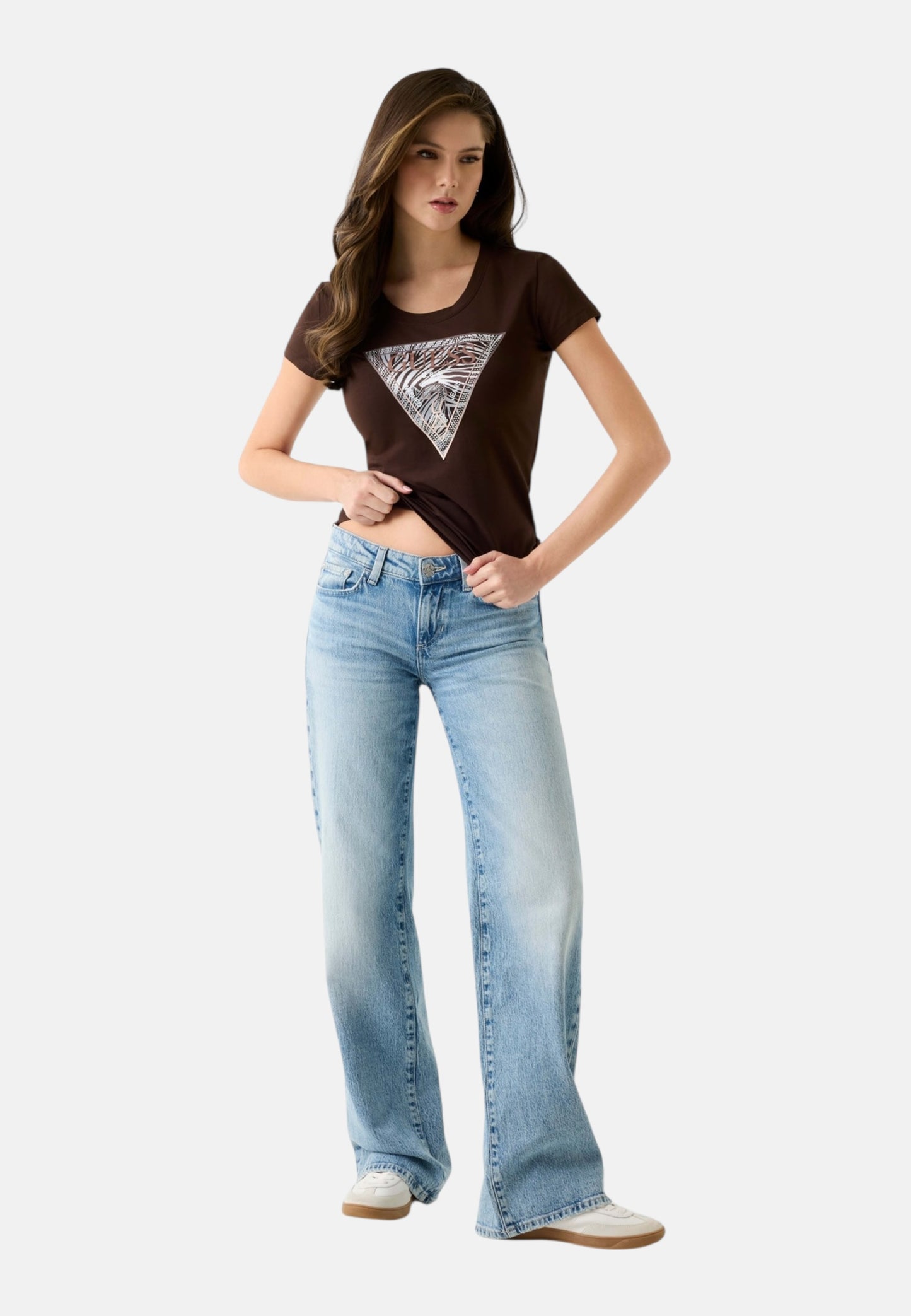 T-Shirt Manica Corta Donna Guess  Zebra Triangle W6GI19K3042