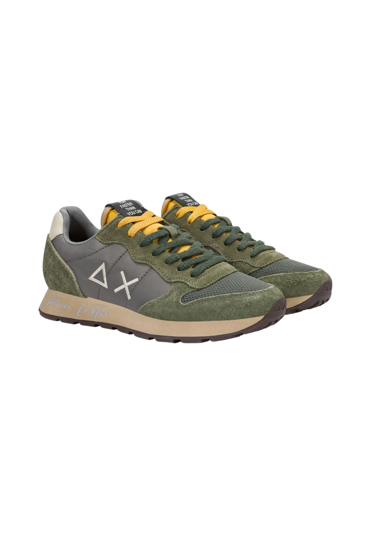 Sneakers Basse Uomo Sun68 Stile Running, Nylon E Suede, Effetto Vintage, Logo Ricamato Tom Vintage Z46105
