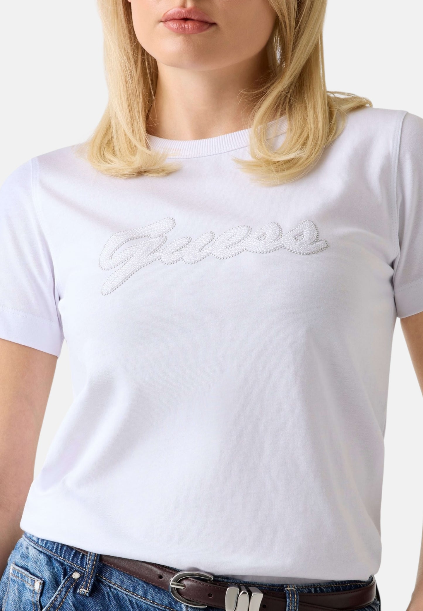 T-Shirt Manica Corta Donna Guess  3D Guess Script W6GI08K3023