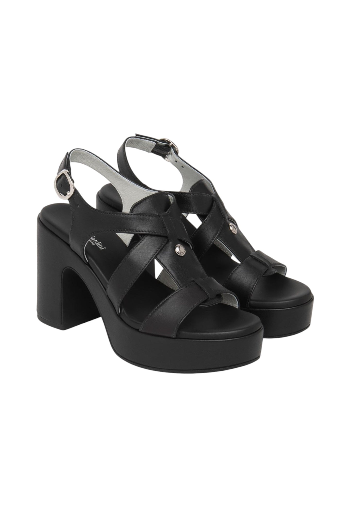 Sandali Con Tacco Donna Nero Giardini In Pelle Con Fasce Incrociate  E616092D