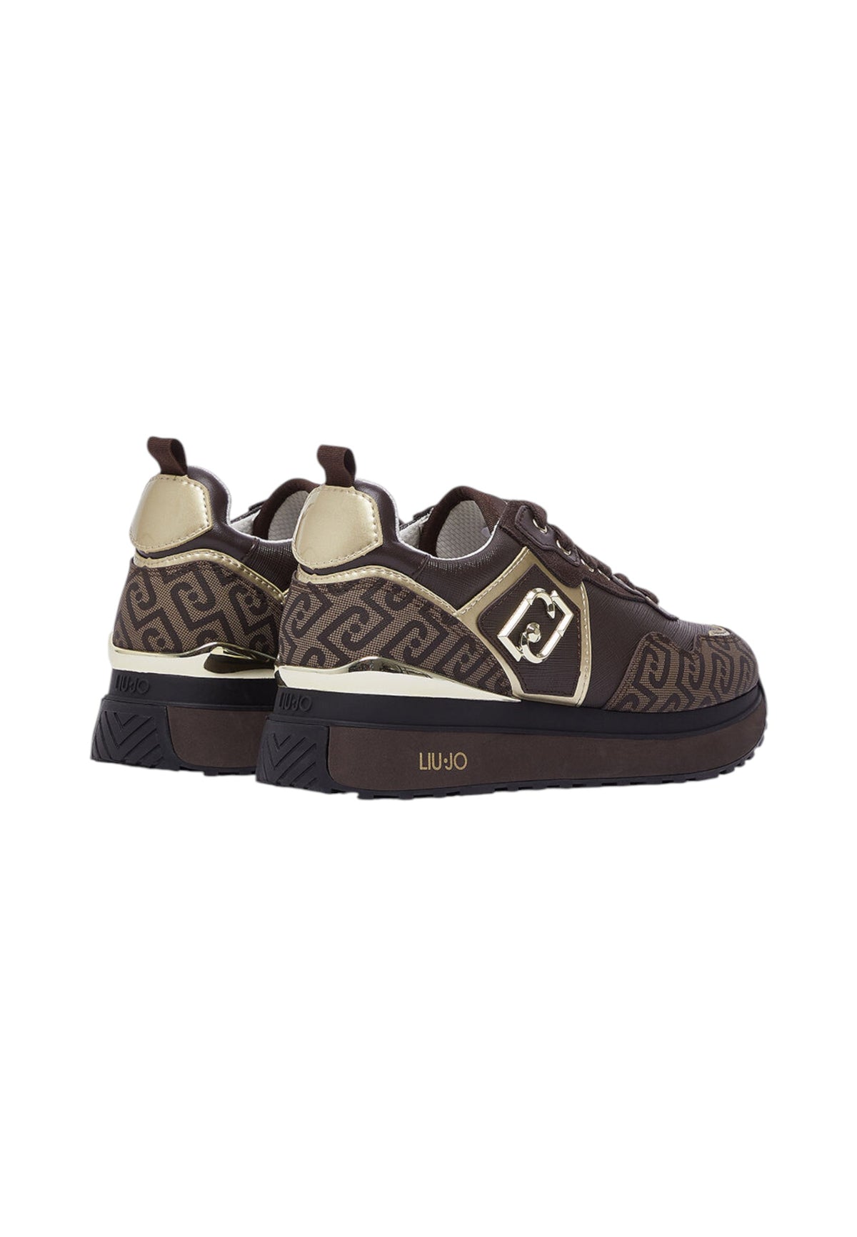 Sneakers Basse Donna Liu Jo Con Platform, Stampa Monogram E Inserti Effetto Saffiano Liu Jo Maxi Wonder 01 BF6001EX339
