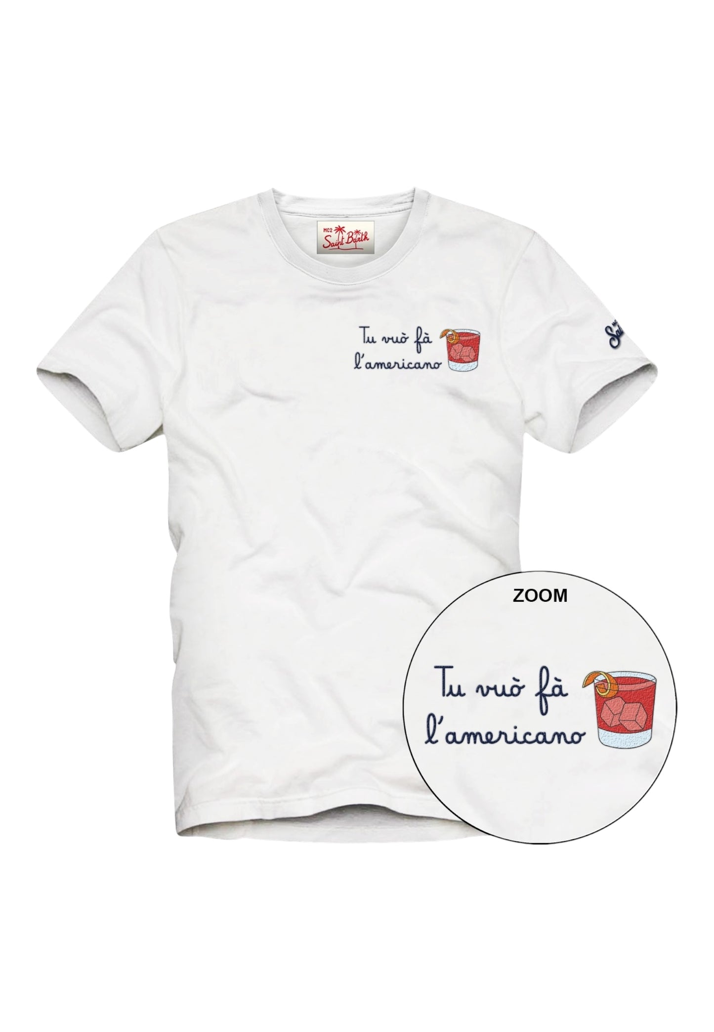 T-Shirt Manica Corta Uomo Mc2 Saint Barth Stampa E/O Ricamo Frontale Americano Portofino POT0001