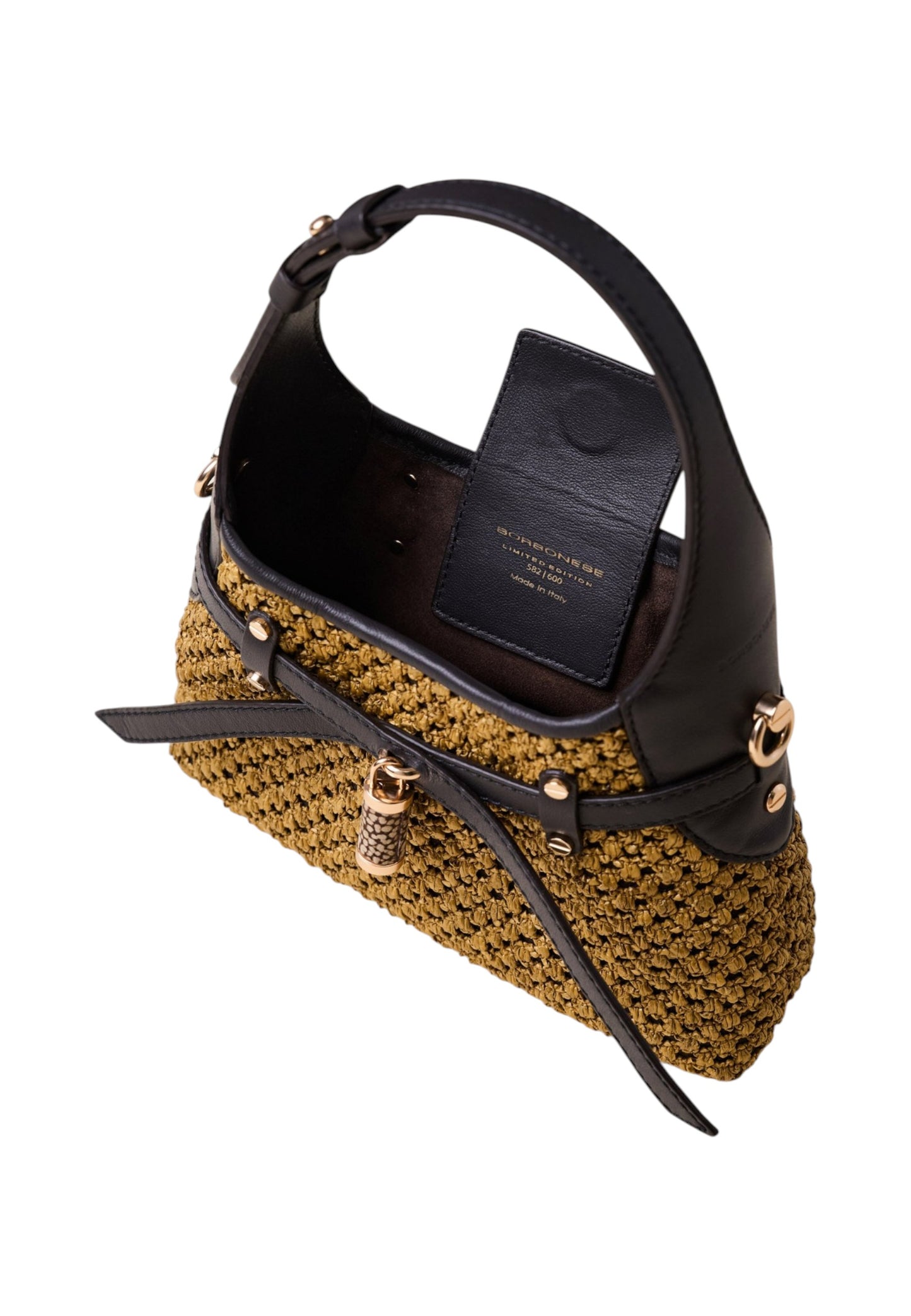 Borsa A Spalla Donna Borbonese Hobo Mini In Paglia Traforata Con Tracolla Halo 910103710379