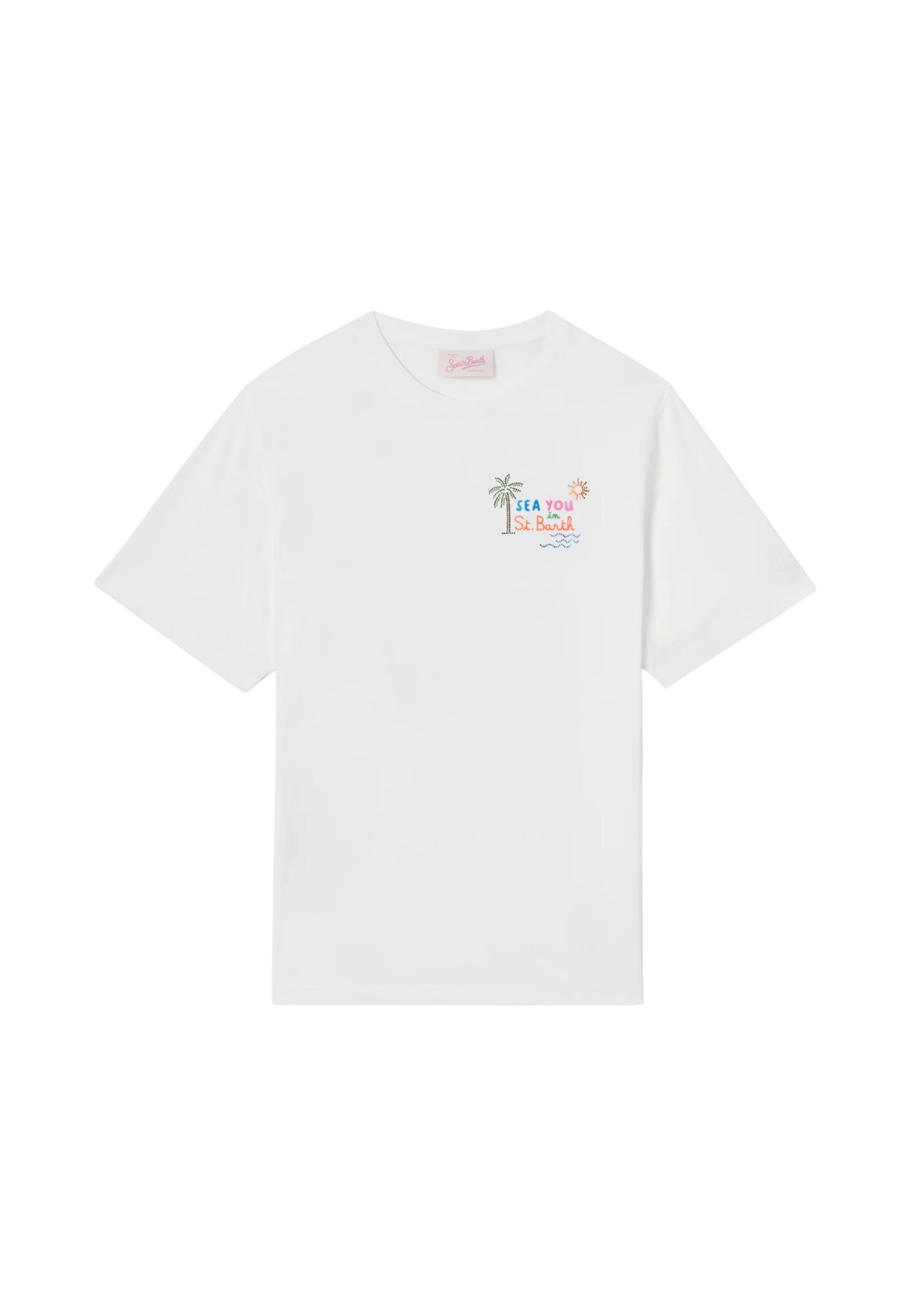 T-Shirt Manica Corta Donna Mc2 Saint Barth Sea You Sb Waves Strass Emb Emilie EMI0001