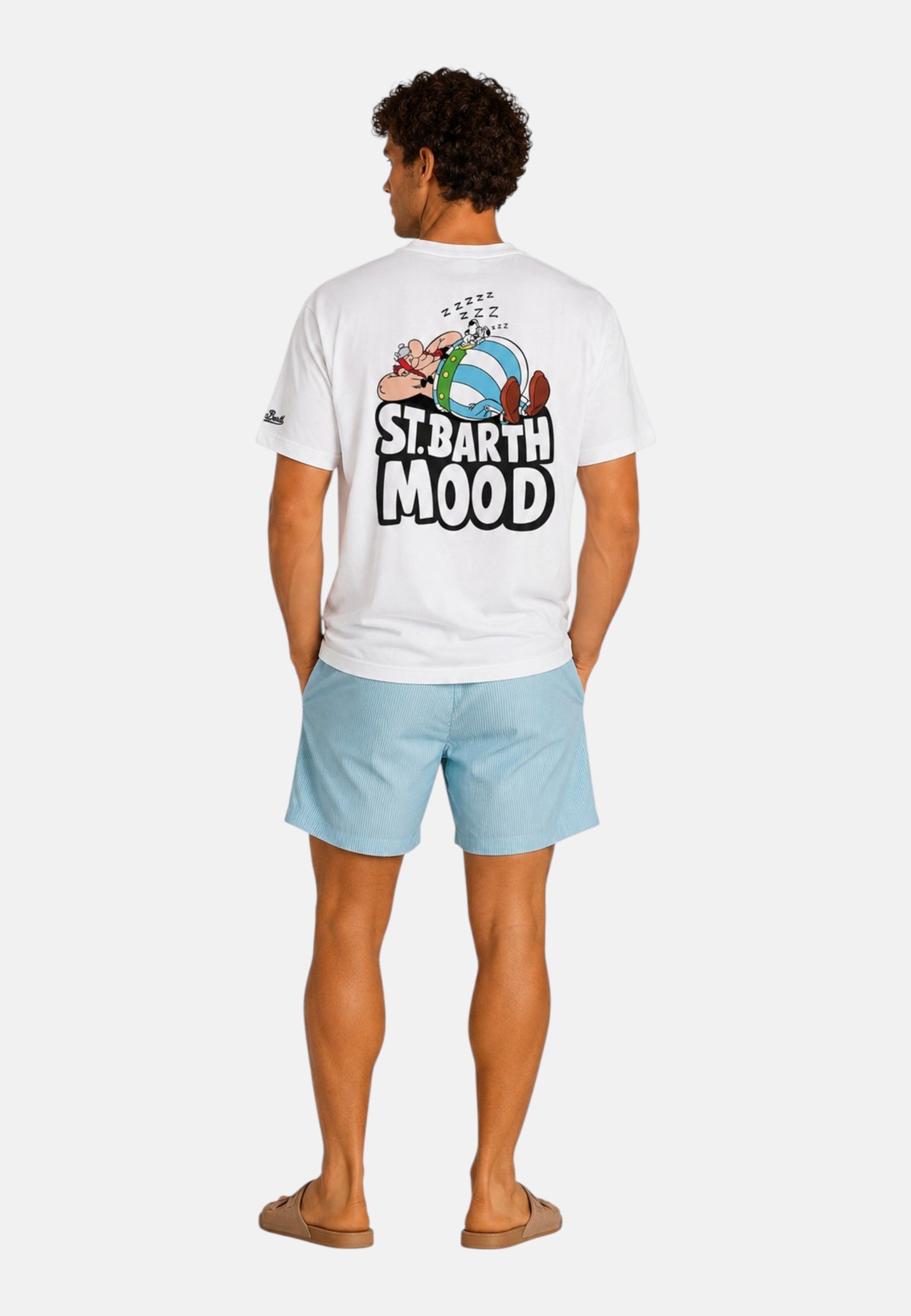 T-Shirt Manica Corta Uomo Mc2 Saint Barth Stampa/Ricamo Fronte E Retro Obelix Sb Mood Emb Portland PRL0002