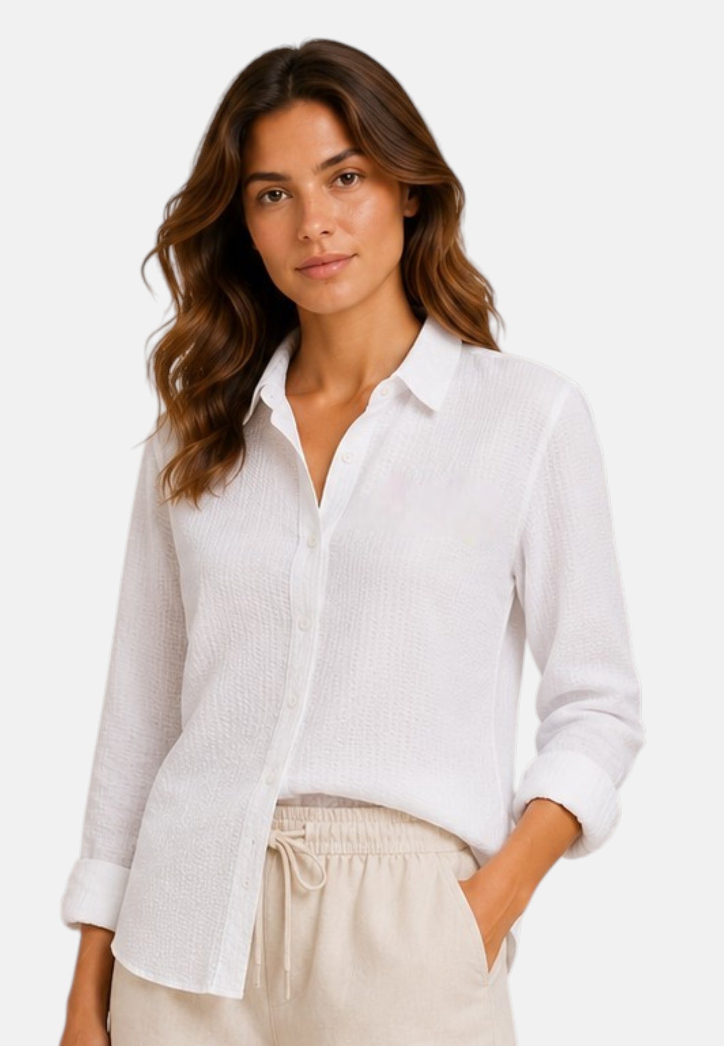 Camicia Manica lunga Donna Mc2 Saint Barth Seersucker Stripes V Repeat Brigitte BRIG001