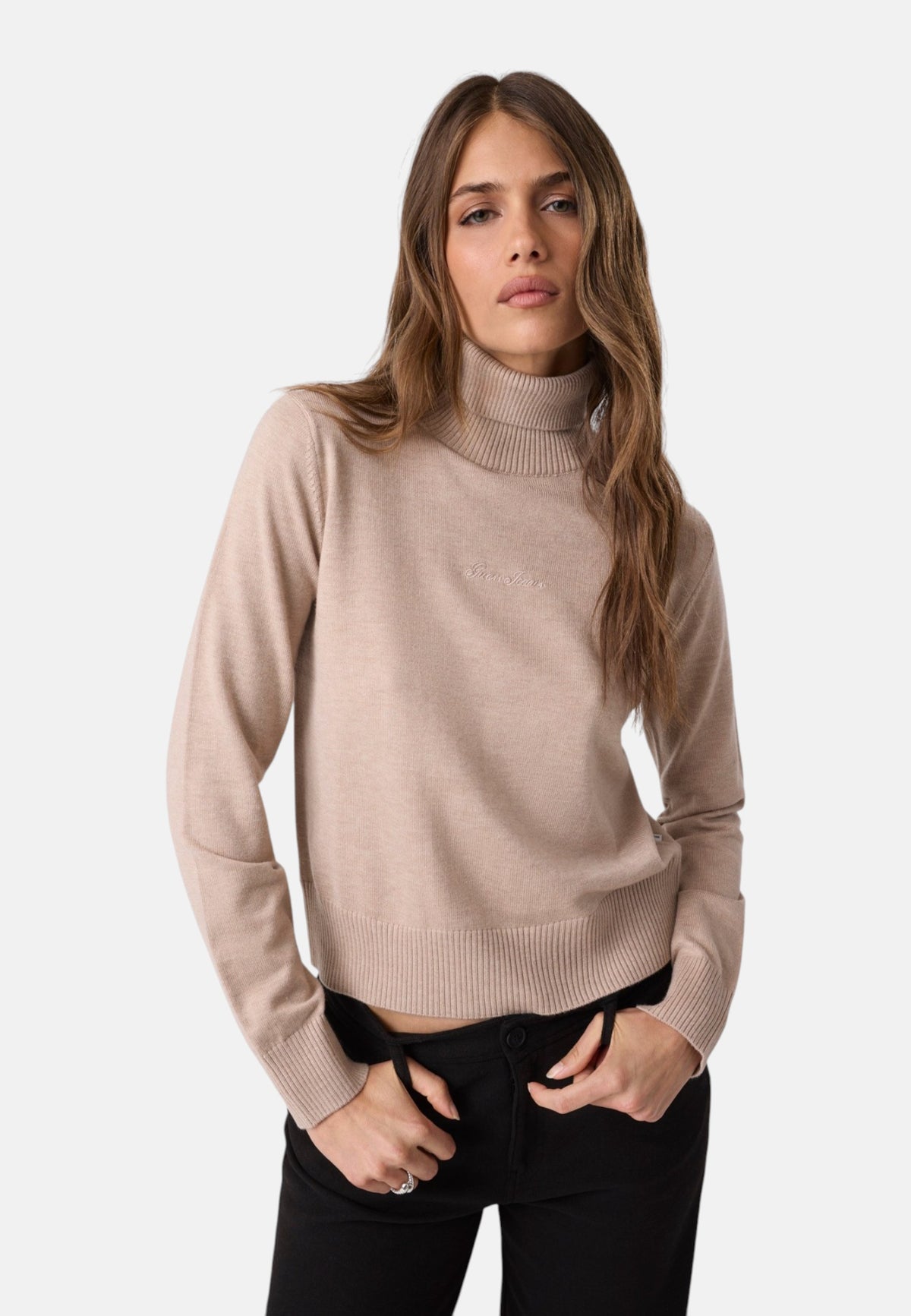 Maglione Collo Alto Donna Guess Logo ricamato Gj W6BR03Z1246
