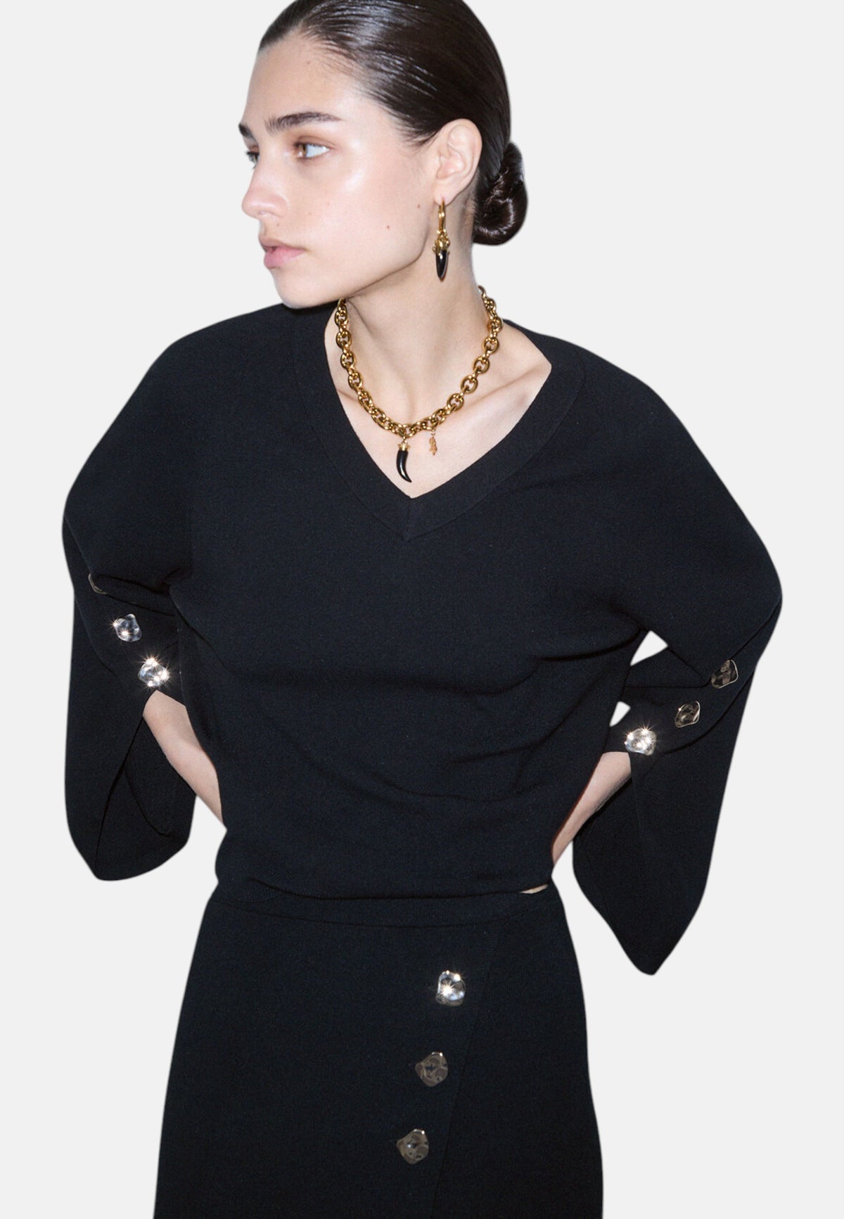 Maglia Scollo A V Donna Liu Jo Con Maniche A Mantella  CF6092MS99E
