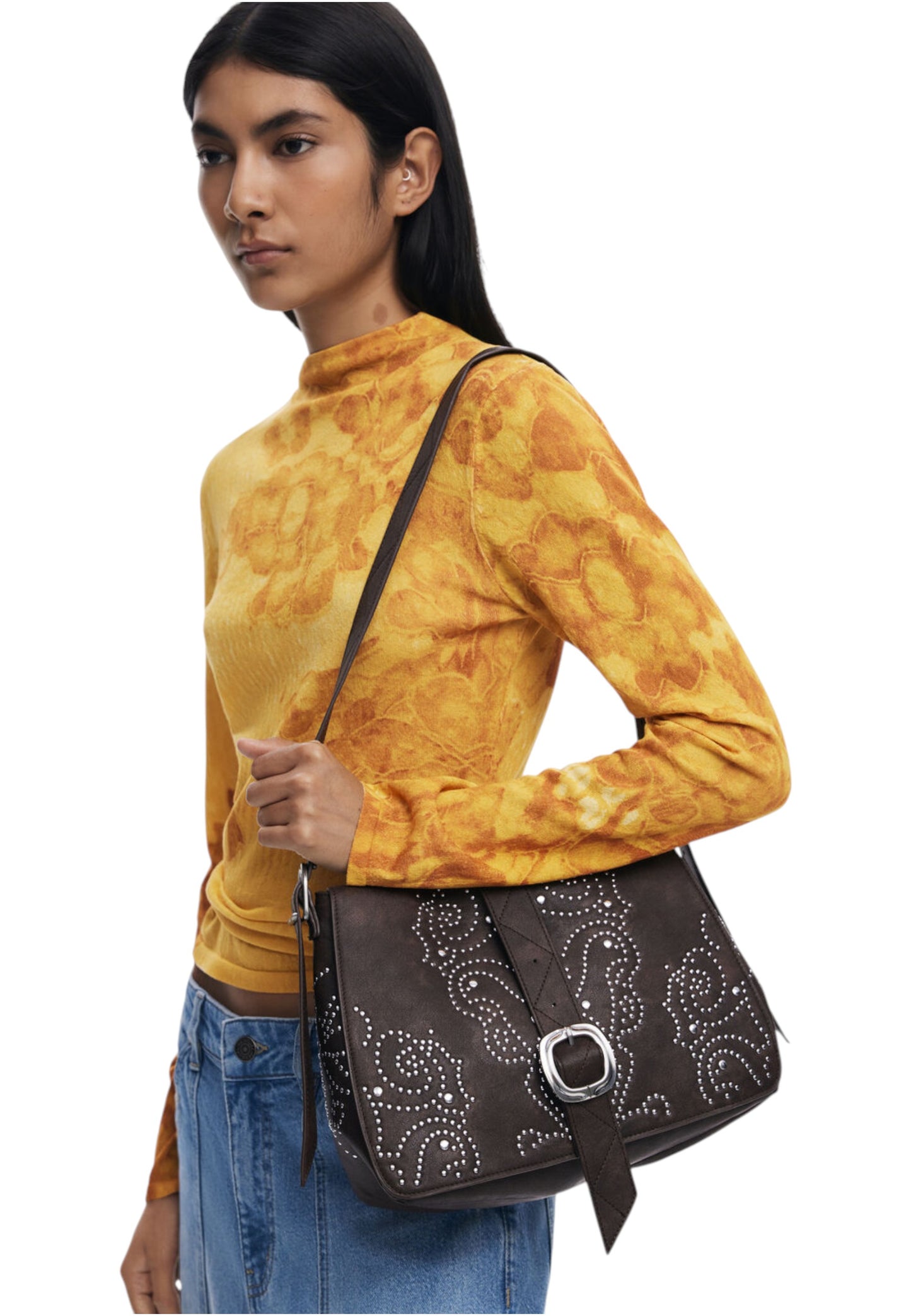 Borsa A Tracolla Donna Desigual  Poker Face Posadas Mini 2.0 Choco 25WAXP34