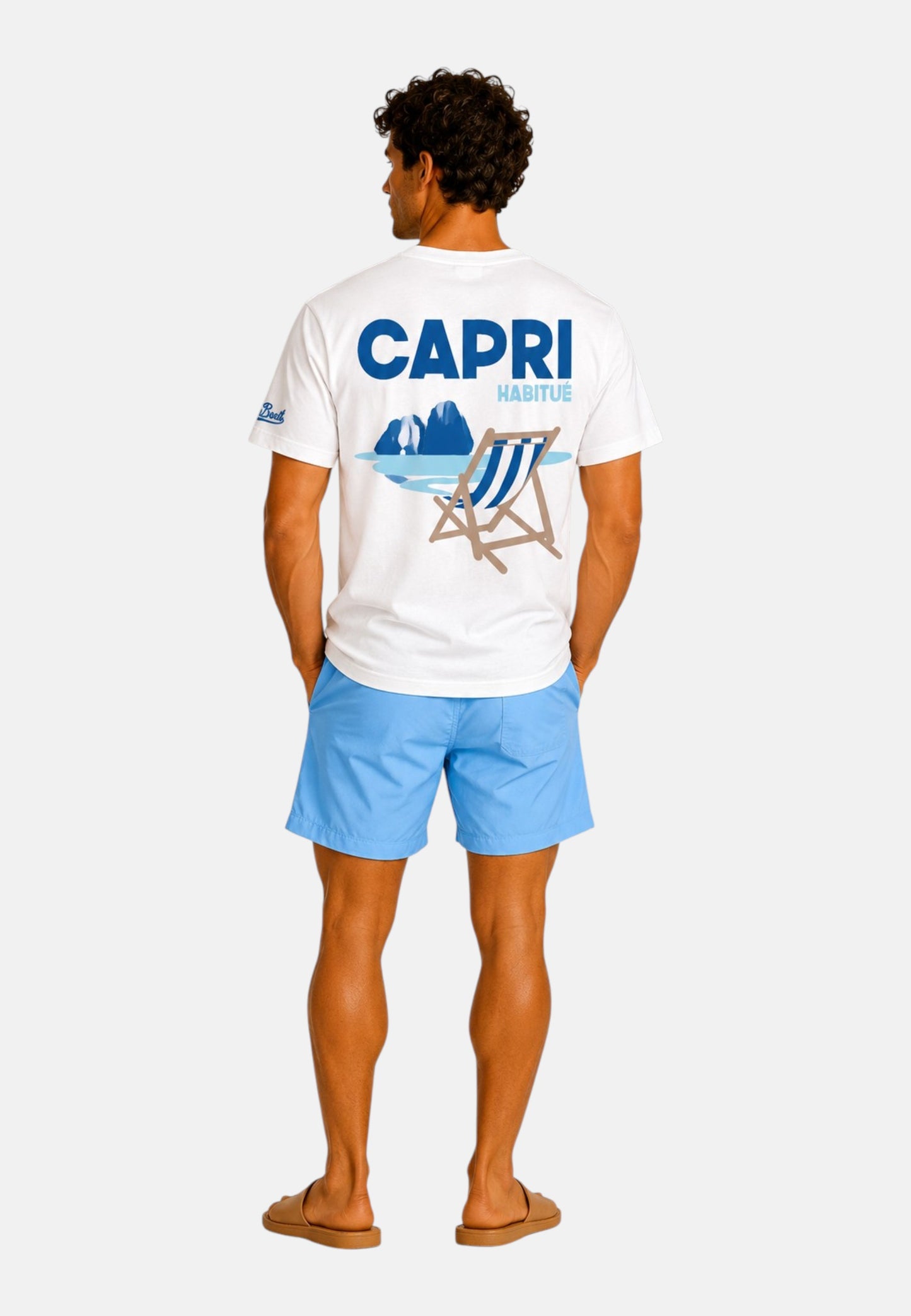 T-Shirt Manica Corta Uomo Mc2 Saint Barth Stampa/Ricamo Fronte E Retro Capri Summer Portland PRL0002