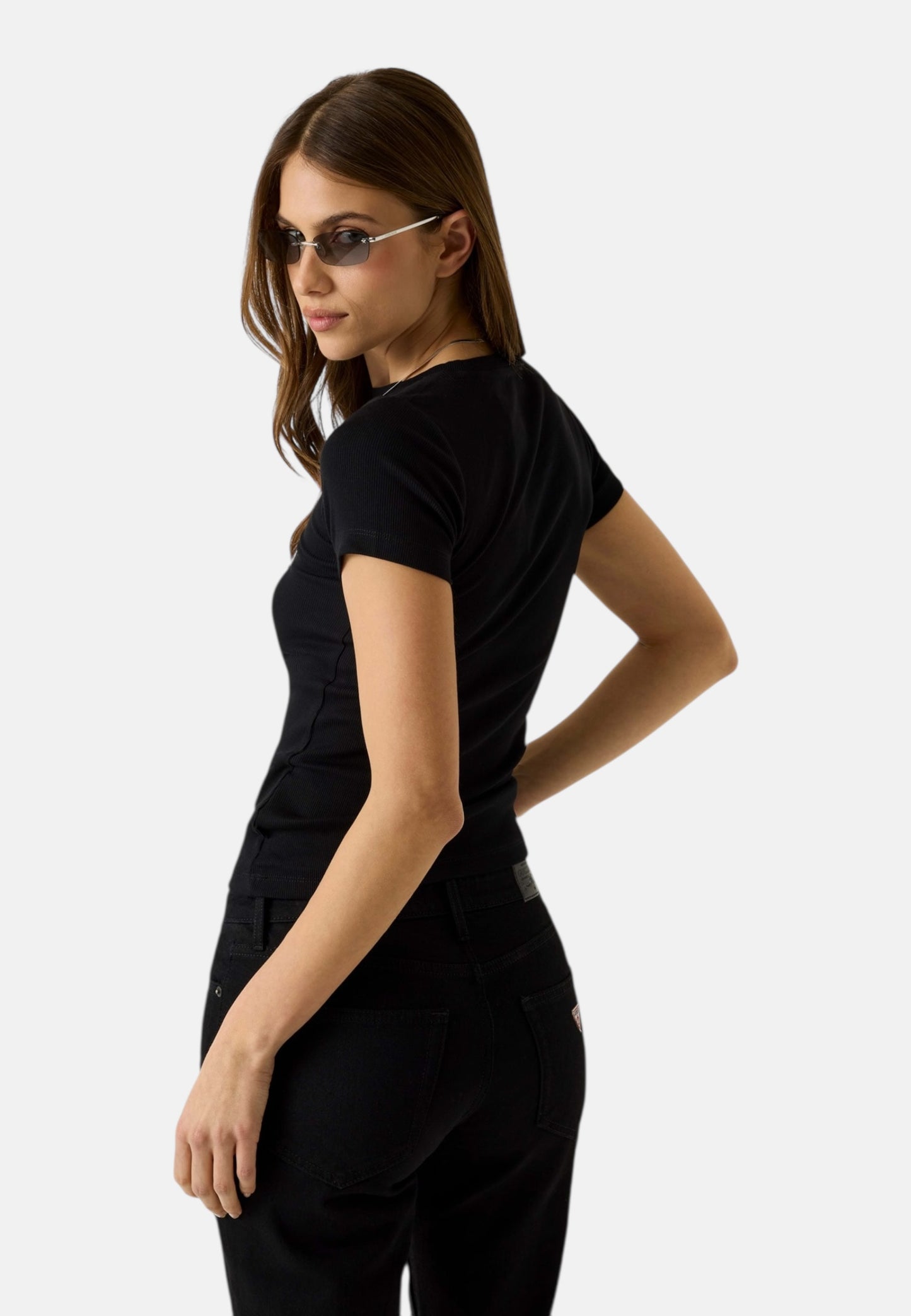 T-Shirt Manica Corta Donna Guess Slim Gj Rib Emb W4YI64KA0H1