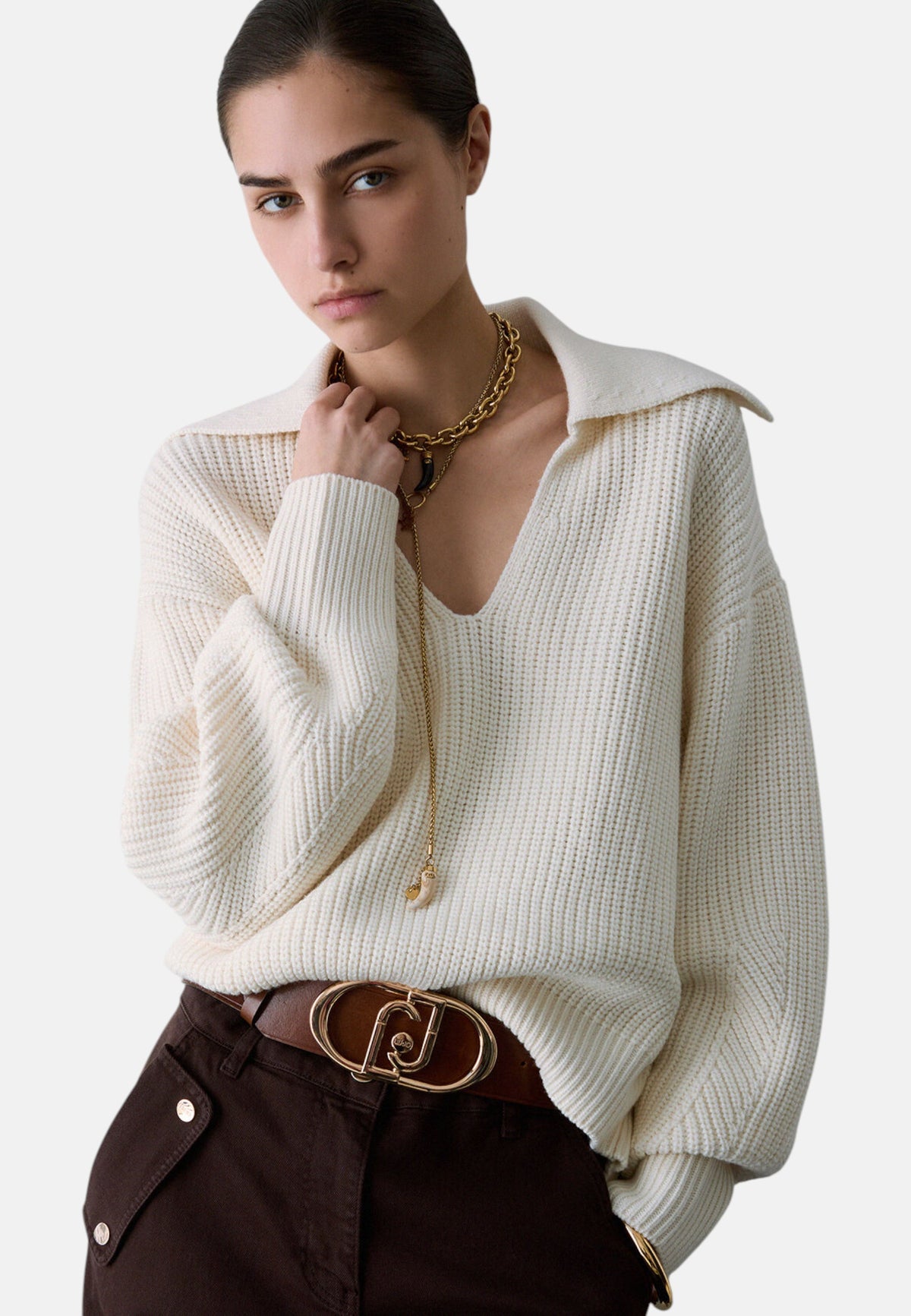 Maglione Scollo A V Donna Liu Jo Con Collo A Camicia  CF6102MA22S