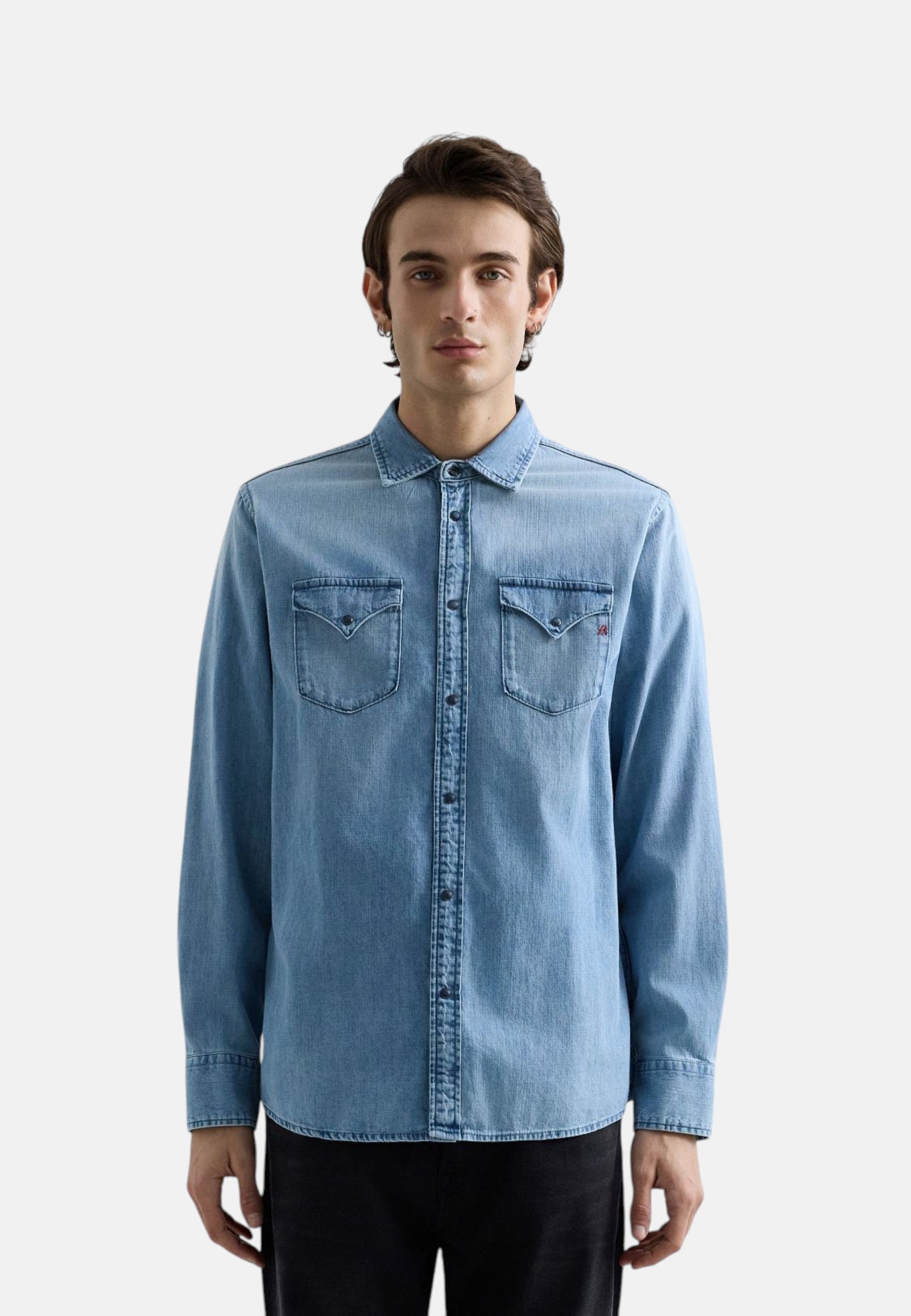 Camicia Manica lunga Uomo Replay In Denim Con Ricamo  M4860T.000.26C 12B