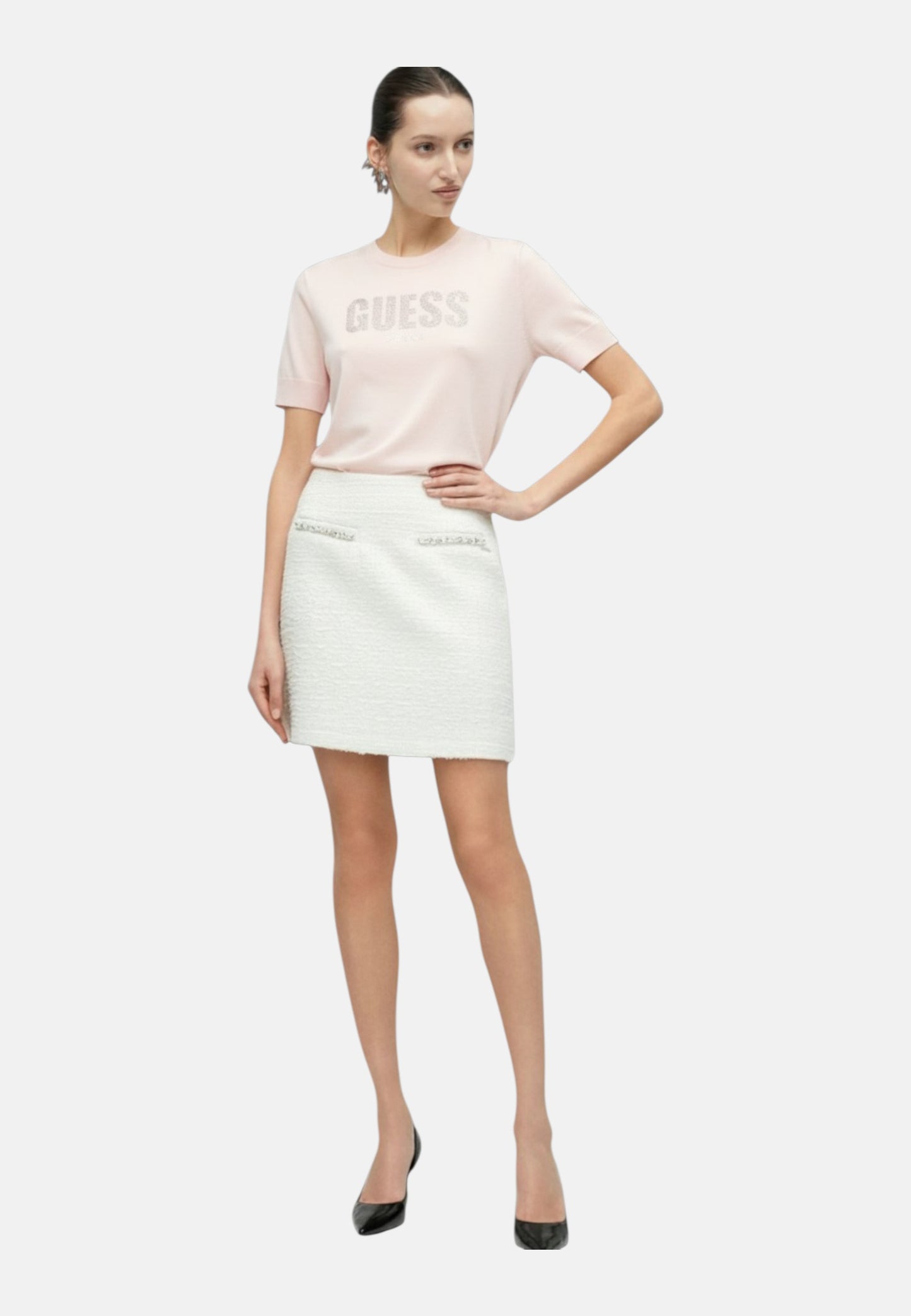 Maglia A Girocollo Donna Guess Manica Corta Norah Logo W6RR47Z2NQ2