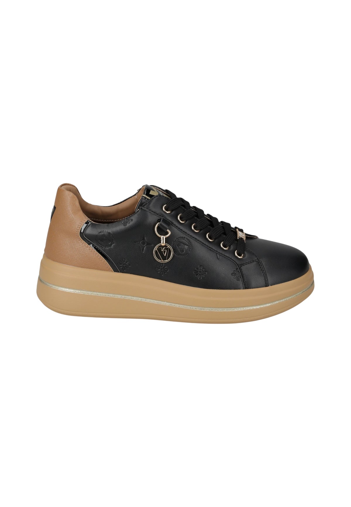 Sneakers Basse Donna Valleverde chiusura con lacci, piccoli motivi impressi sulla tomaia, ciondolo con logo, inserti a contrasto, sottopiede in pelle  35494L