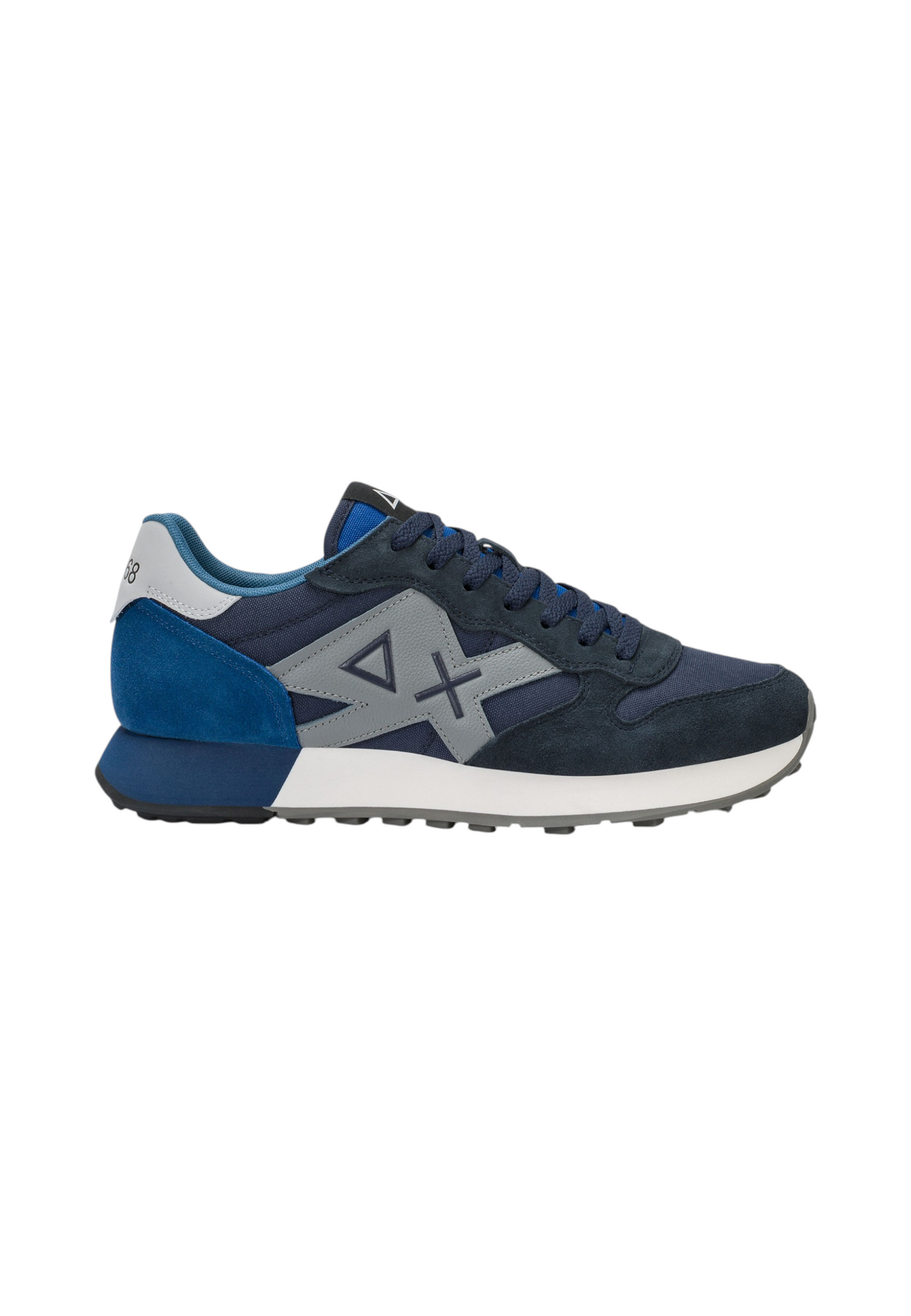 Sneakers Basse Uomo Sun68 Stile Running, Nylon E Suede, Maxi Logo Ricamato, Dettagli A Contrasto Jaki 2.0 Solid Z46121