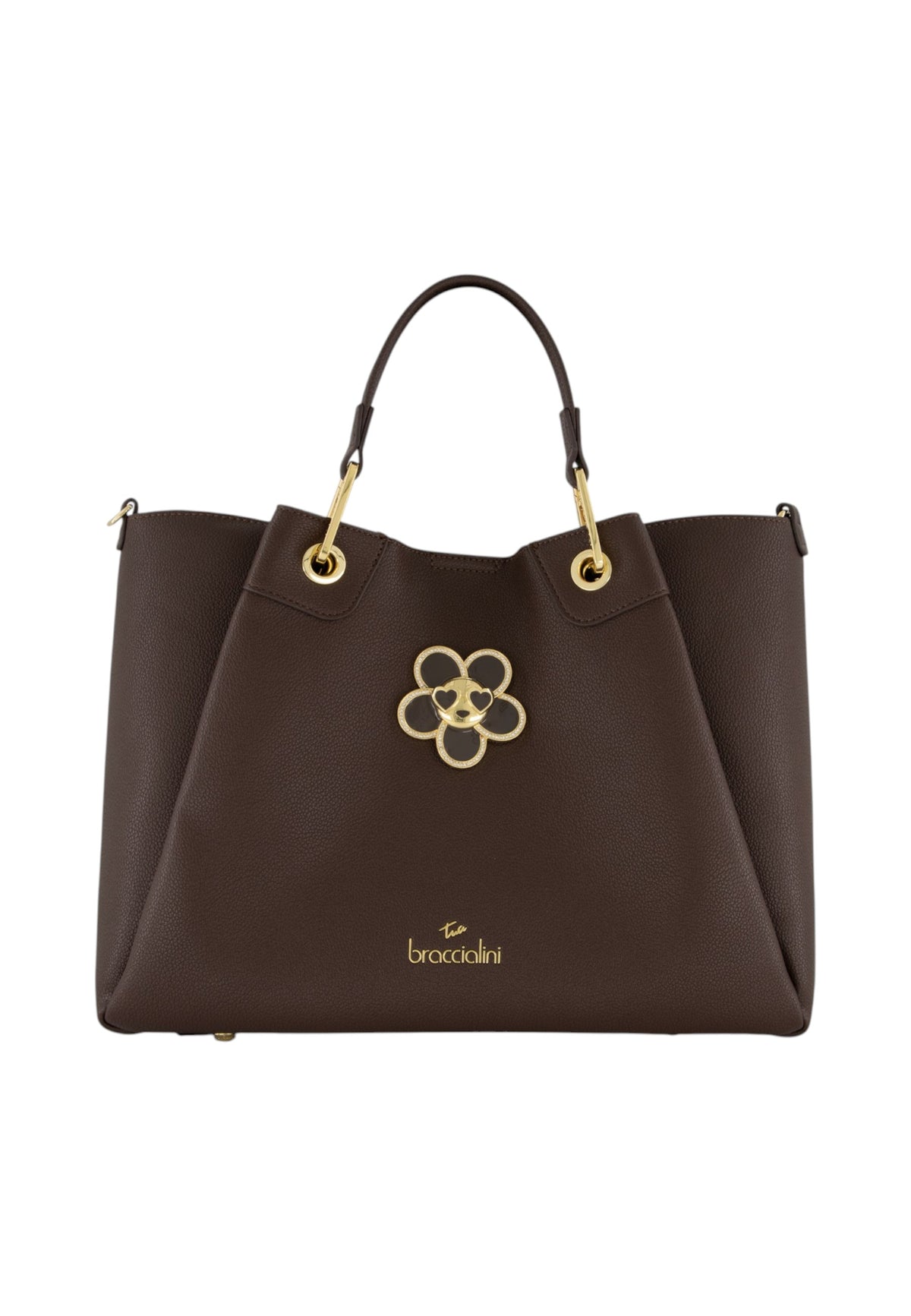 Borsa A Mano Donna Braccialini A Bauletto, Doppio con tracolla removibile e regolabile, Chiusura con clip, Con pochette interna removibile, Charm gioiello a forma di margherita, Dimensioni: 36 x 17 x 29 Cm Amy Bijoux B19212YY