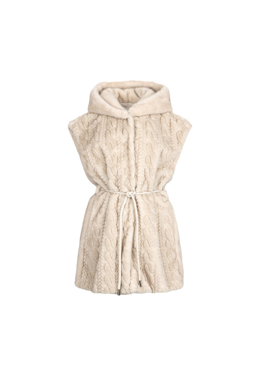 Gilet Con Cappuccio Donna Liu Jo In Pelliccia Sintetica  MF5364E1044