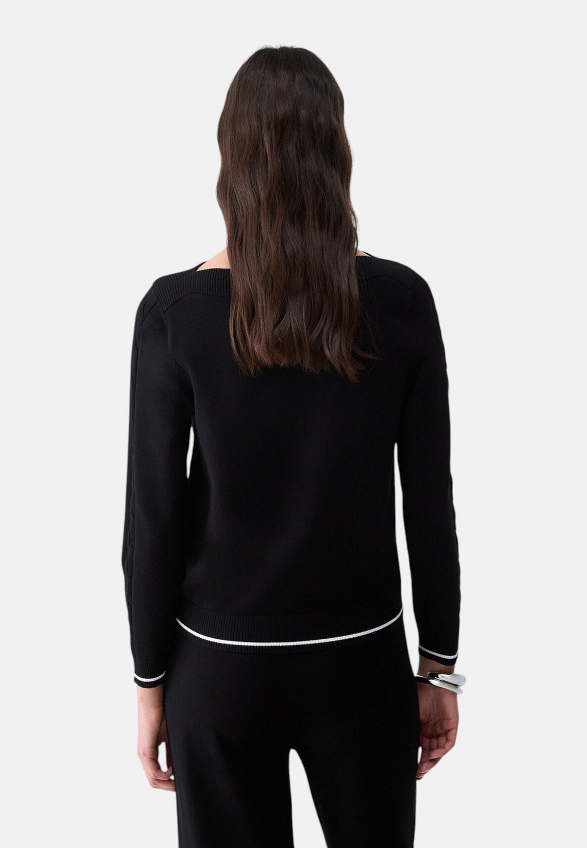 Maglia Scollo A Barca Donna Liu Jo Con Trecce E Strass  TF6189MS63L