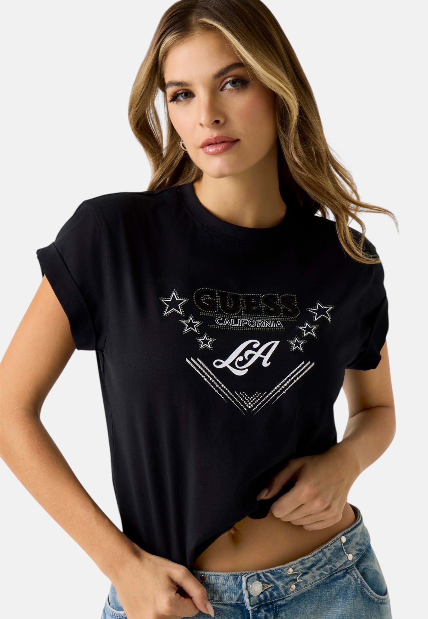 T-Shirt Manica Corta Donna Guess  La Stars W6RI30I3Z14