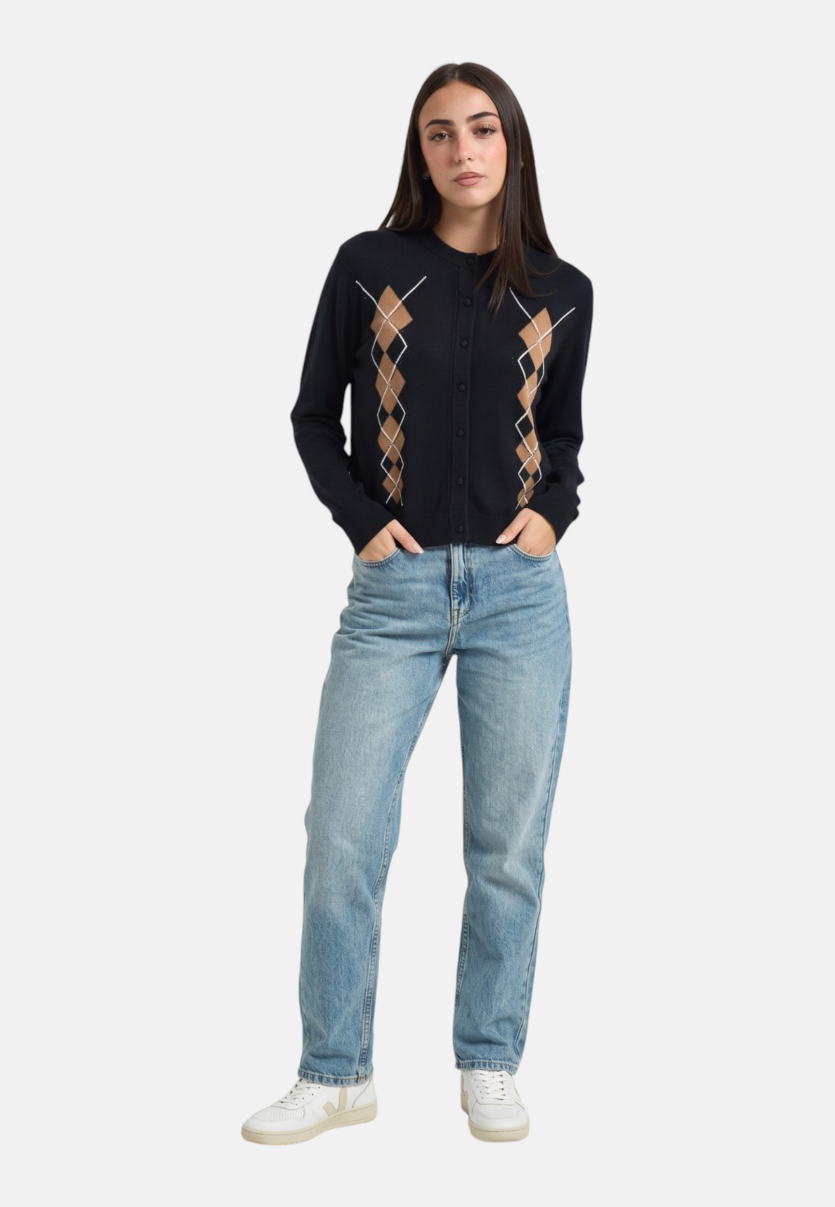 Cardigan  Donna Liu Jo Disegno Argyle  WF6288MA16R