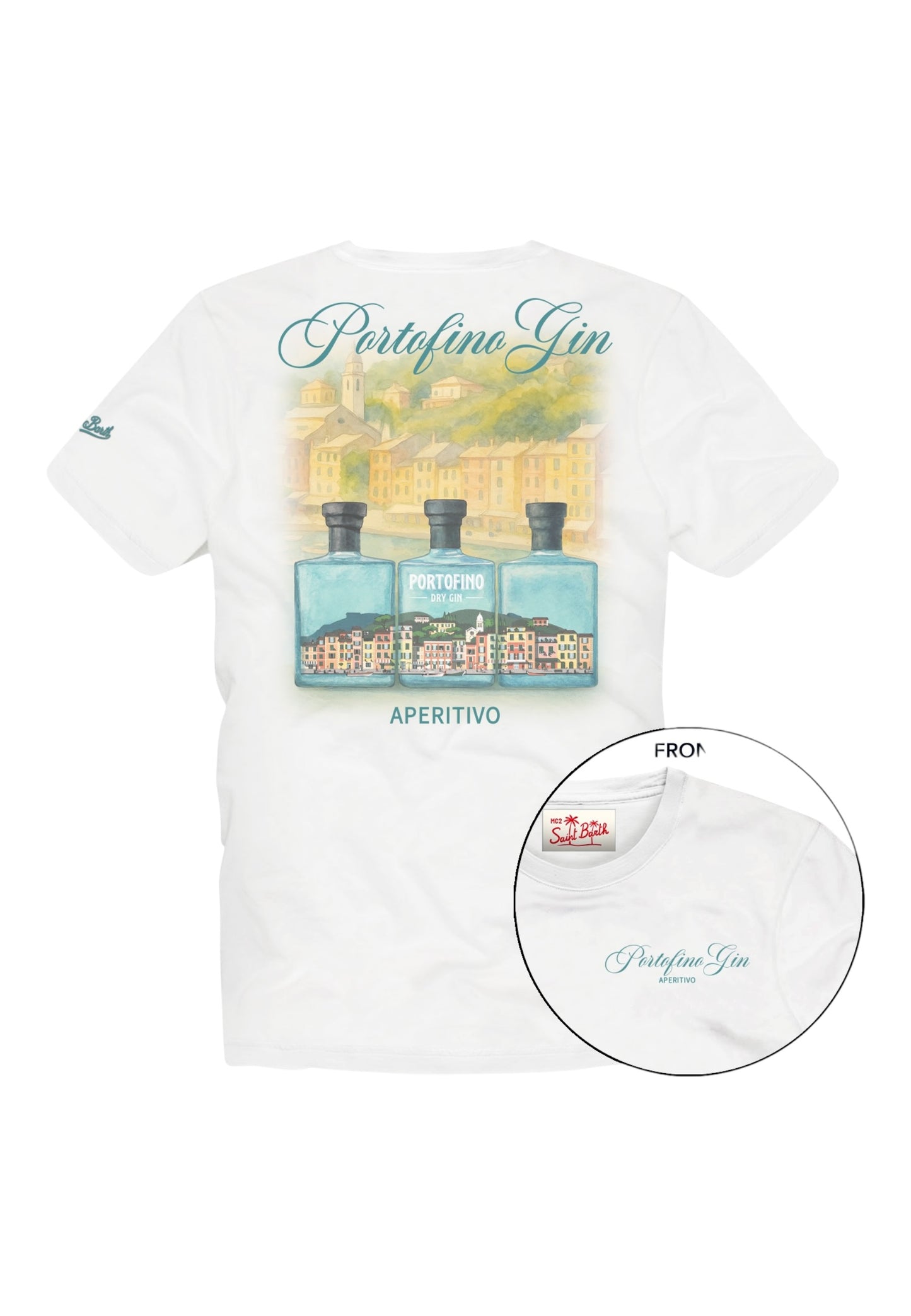 T-Shirt Manica Corta Uomo Mc2 Saint Barth Stampa/Ricamo Fronte E Retro Portofino In Piazzetta Portland PRL0002